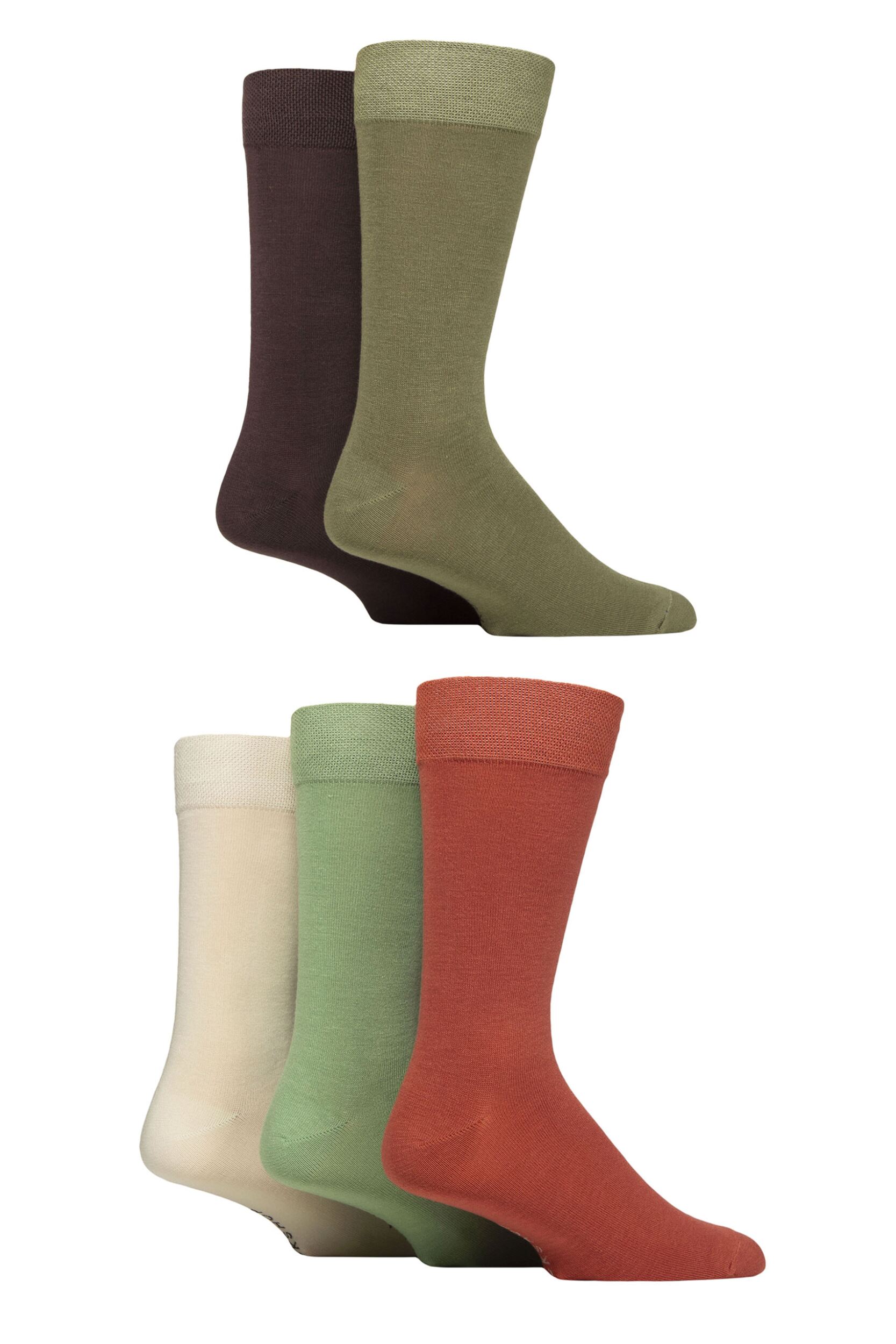 Mens 5 Pair SOCKSHOP Plain, Striped and Patterned Bamboo Socks Wild Terrain Plain 7-11