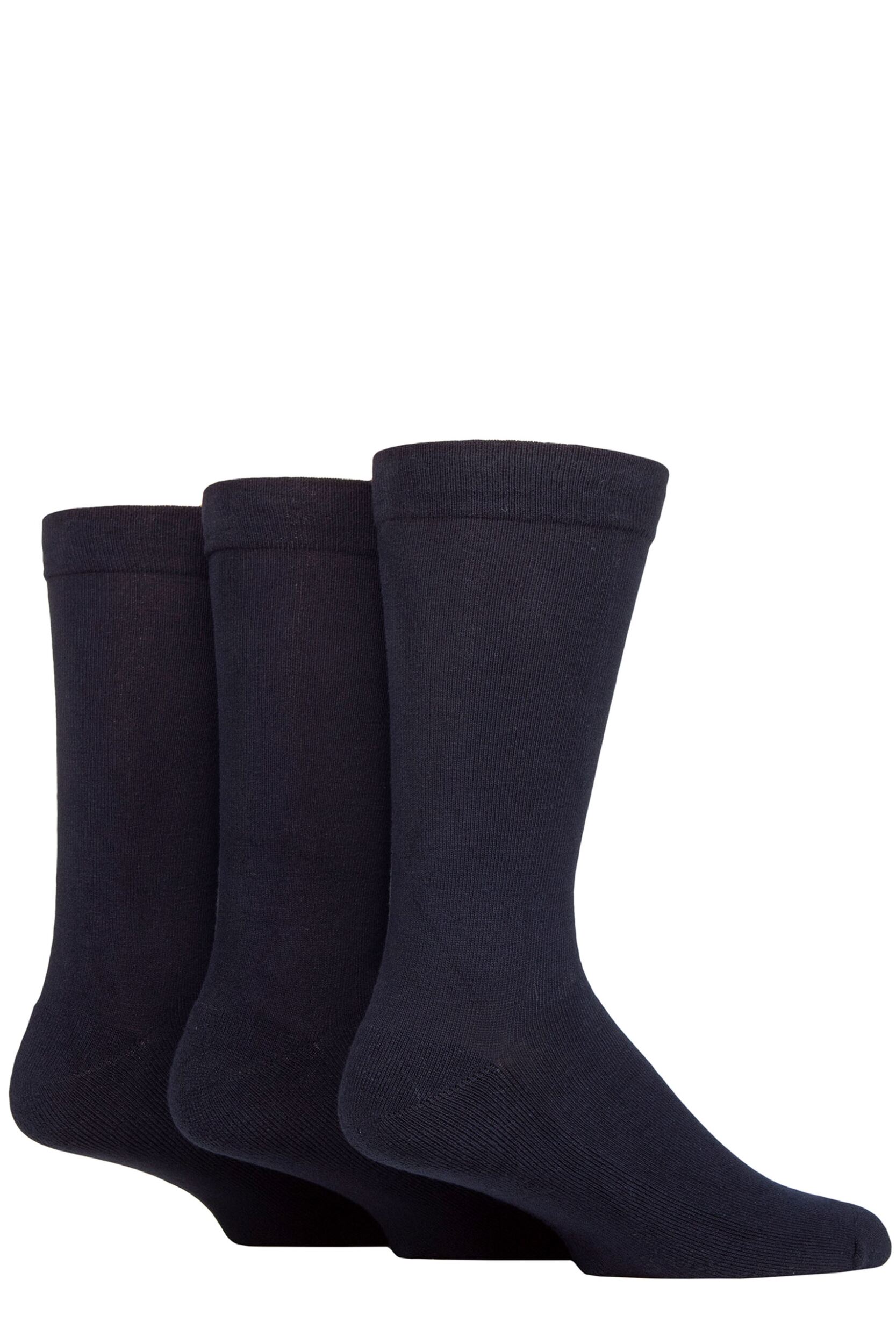 Mens 3 Pair SOCKSHOP Comfort Sole Gentle Bamboo Socks Navy 7-11 Mens