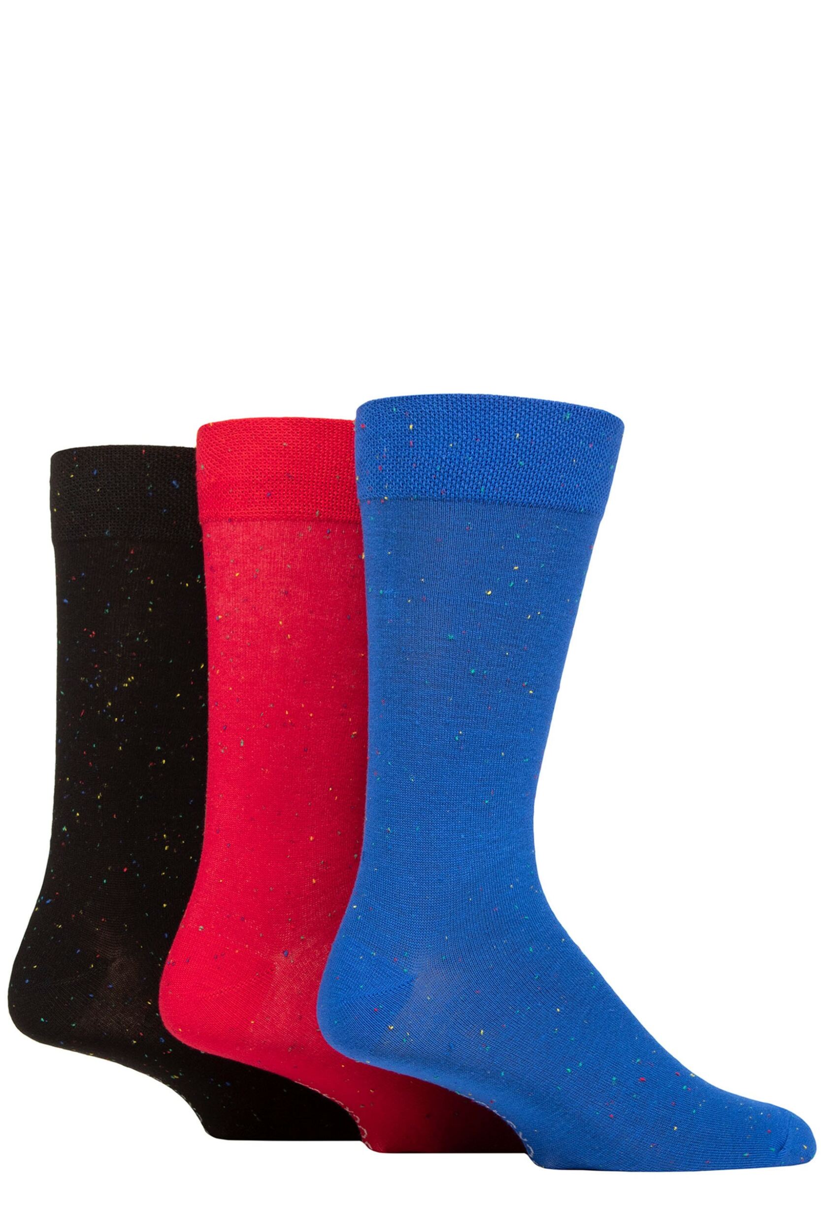 Mens 3 Pair SOCKSHOP Speckled Bamboo Socks Black / Blue / Red 7-11 Mens