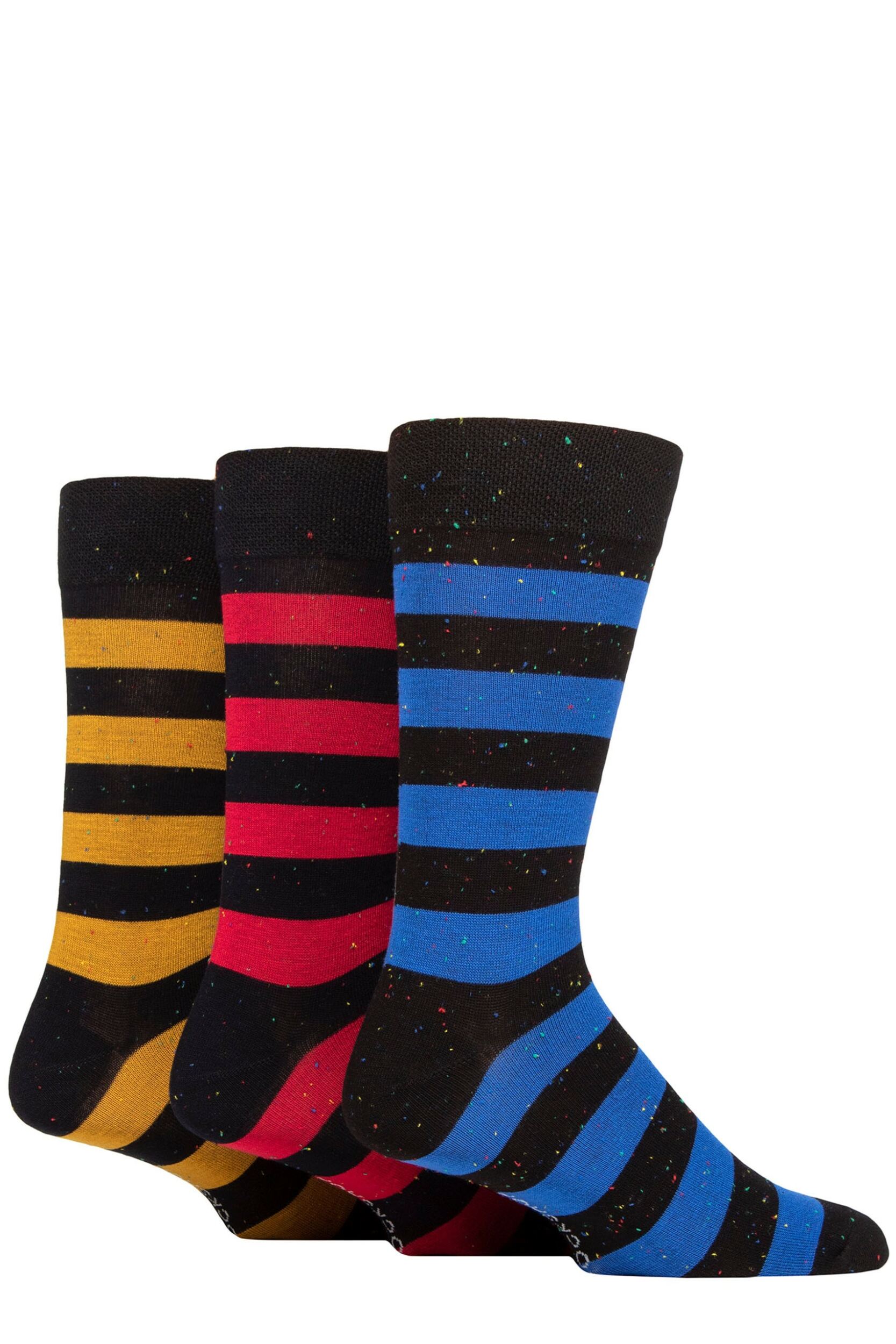 Image of Mens 3 Pair SOCKSHOP Speckled Bamboo Socks Rugby Stripe 7-11 Mens