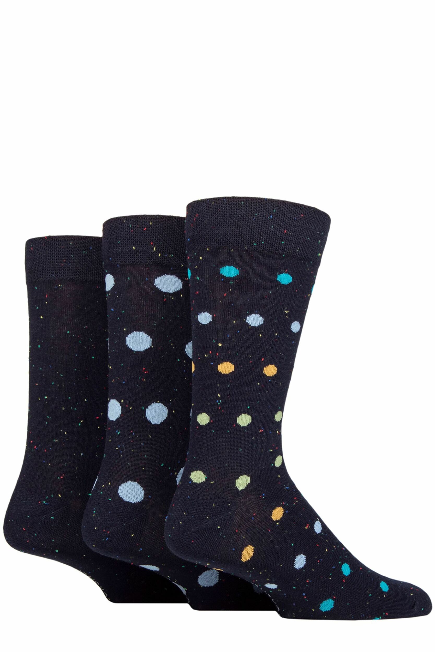 Image of Mens 3 Pair SOCKSHOP Speckled Bamboo Socks Navy Spot 7-11 Mens