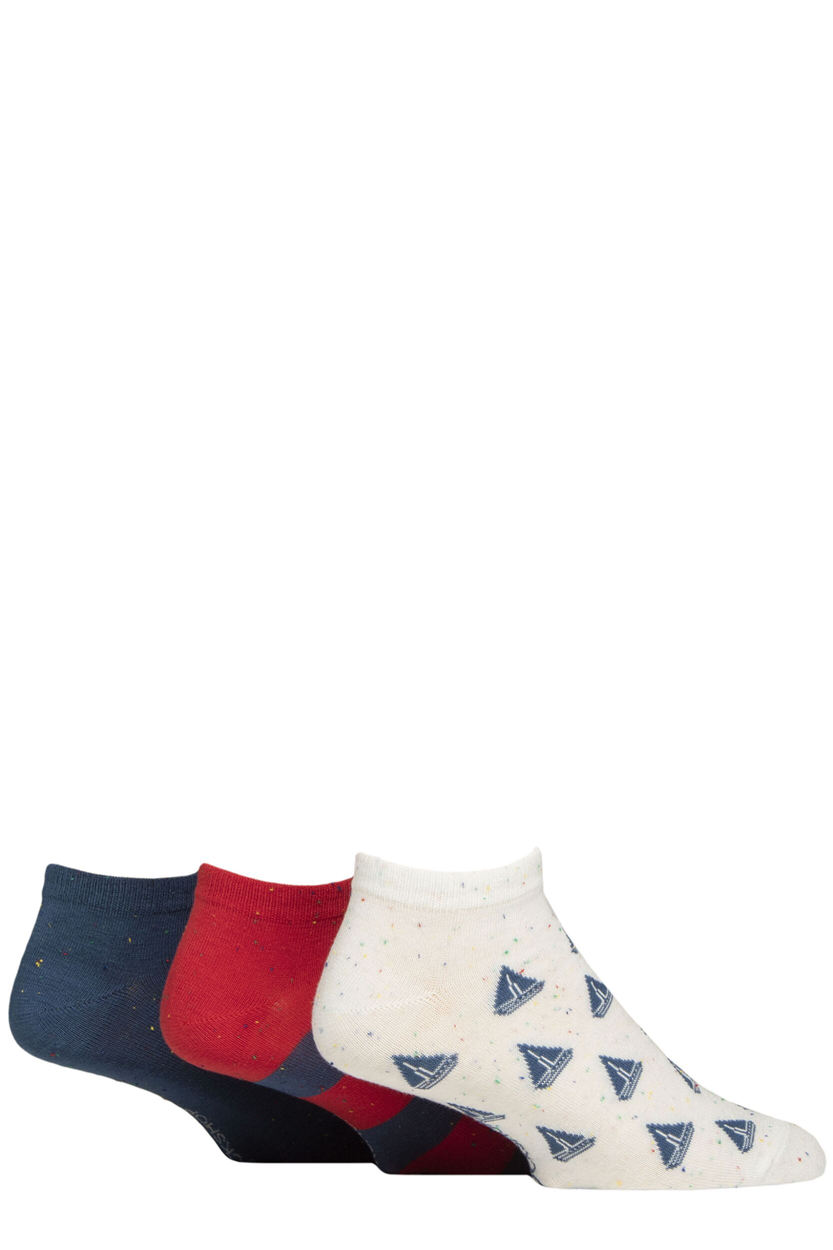 Mens 3 Pair SOCKSHOP Speckled Bamboo Trainer Socks Nautical 6-11
