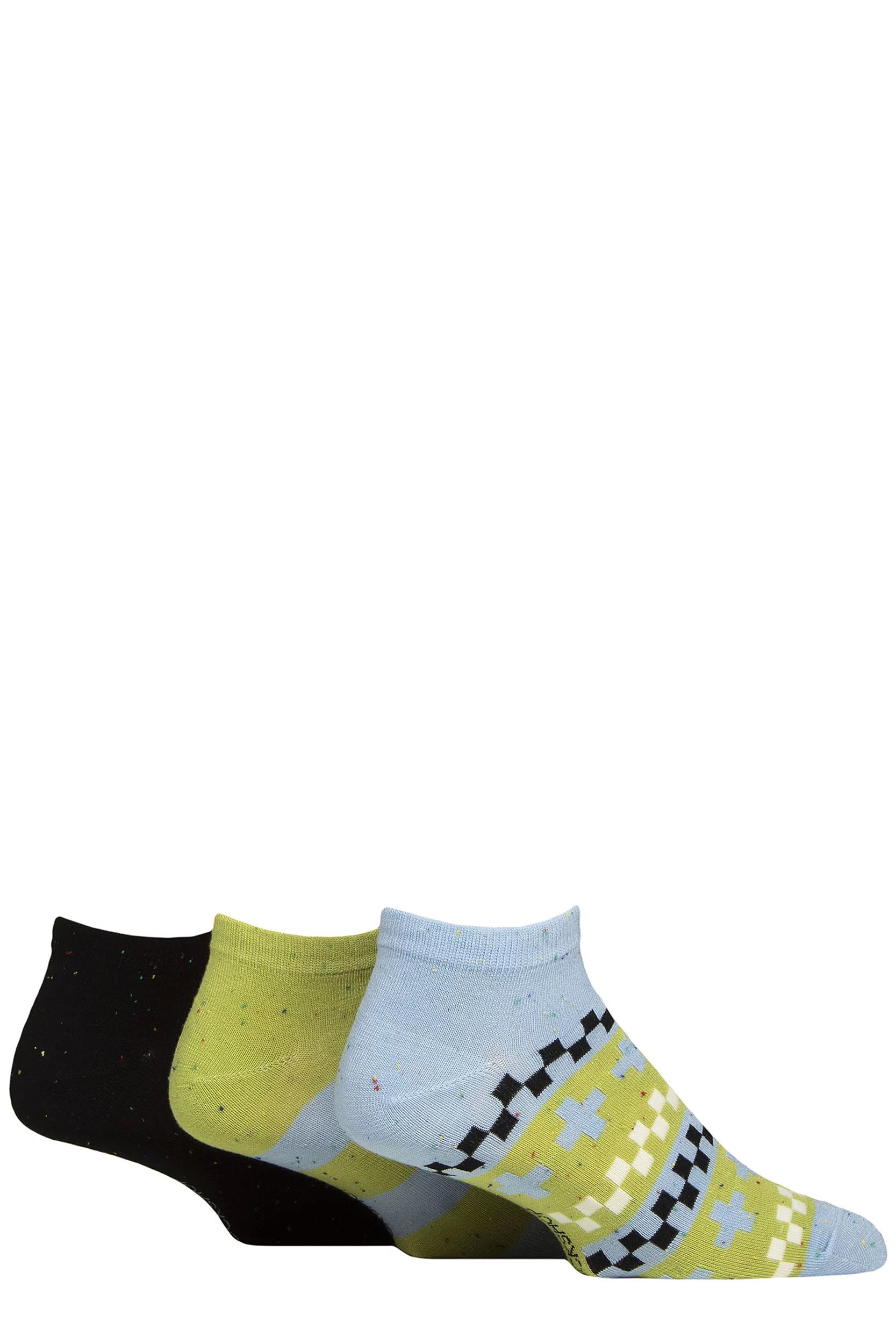 Mens 3 Pair SOCKSHOP Speckled Bamboo Trainer Socks Ocean View 6