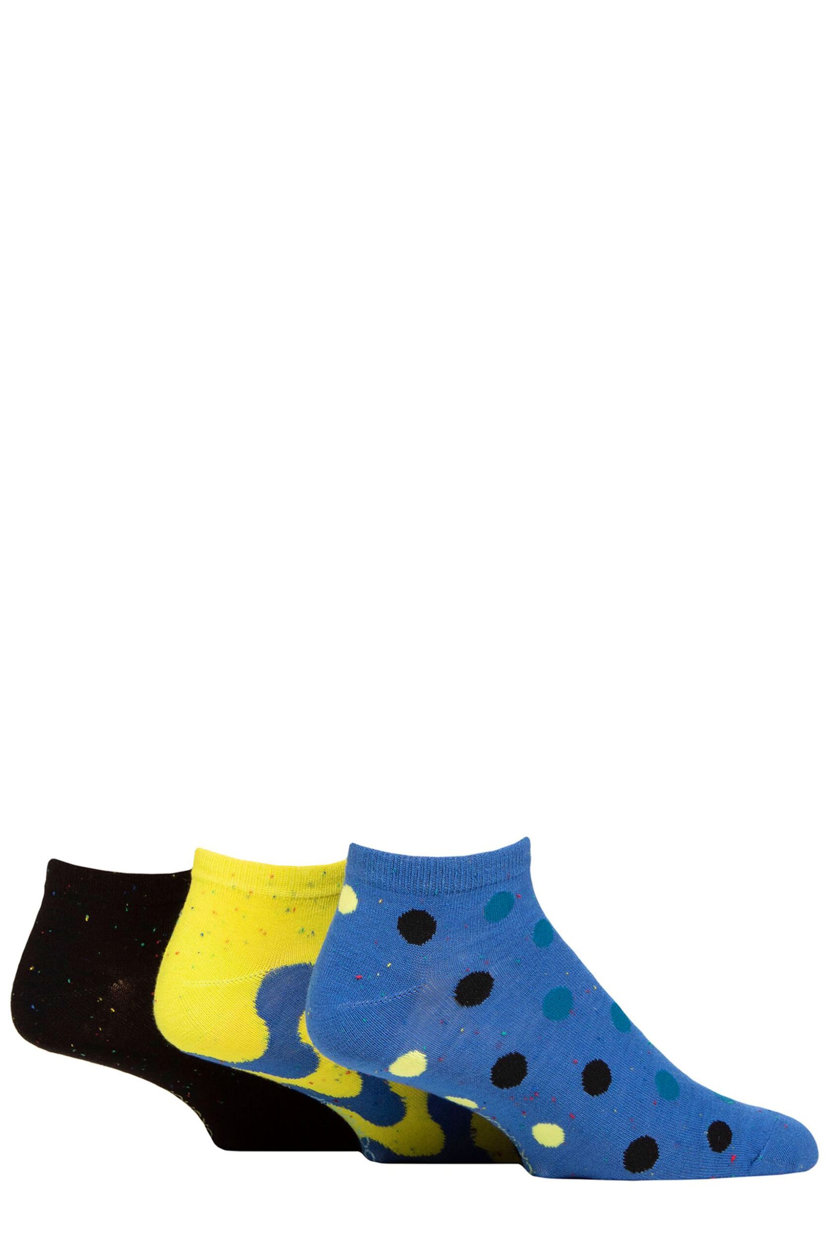 Mens 3 Pair SOCKSHOP Speckled Bamboo Trainer Socks Blue Quartz / Lime 7-11