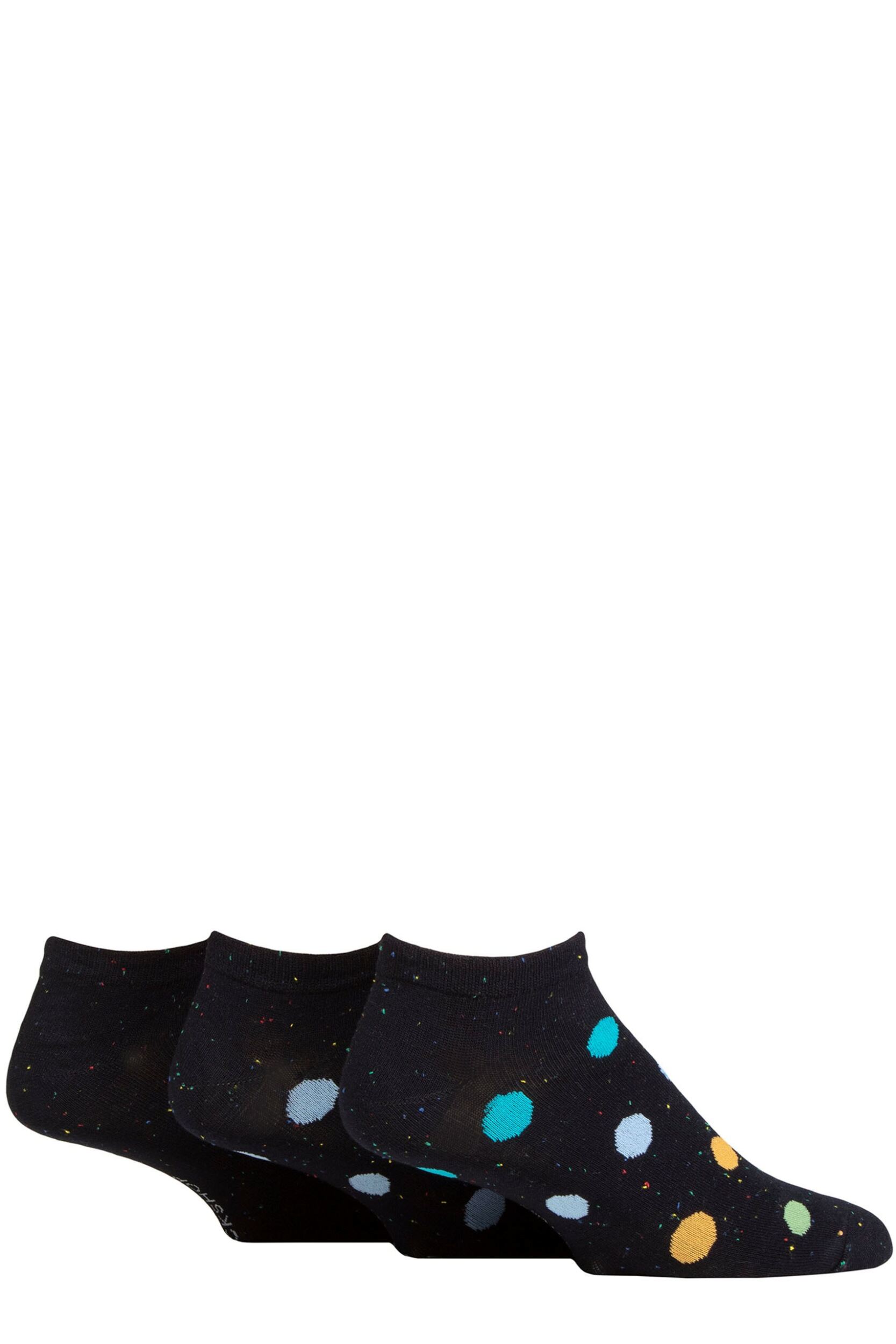 Mens 3 Pair SOCKSHOP Speckled Bamboo Trainer Socks Black Spot 7-11