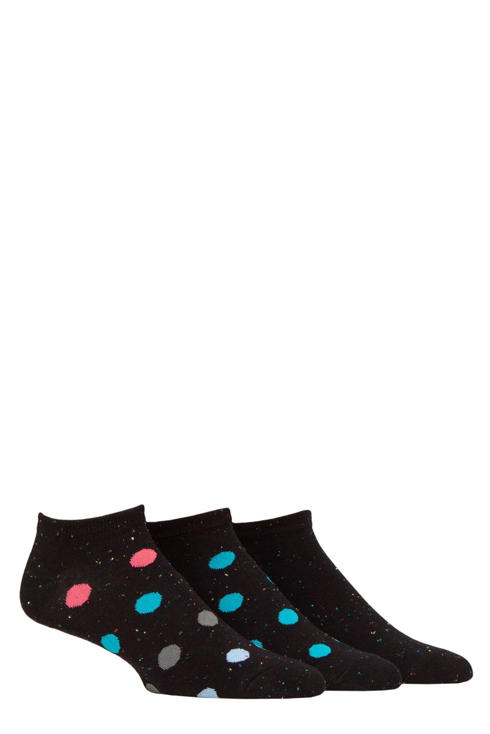 Mens 3 Pair SOCKSHOP Speckled Bamboo Trainer Socks Navy Spot 7-11