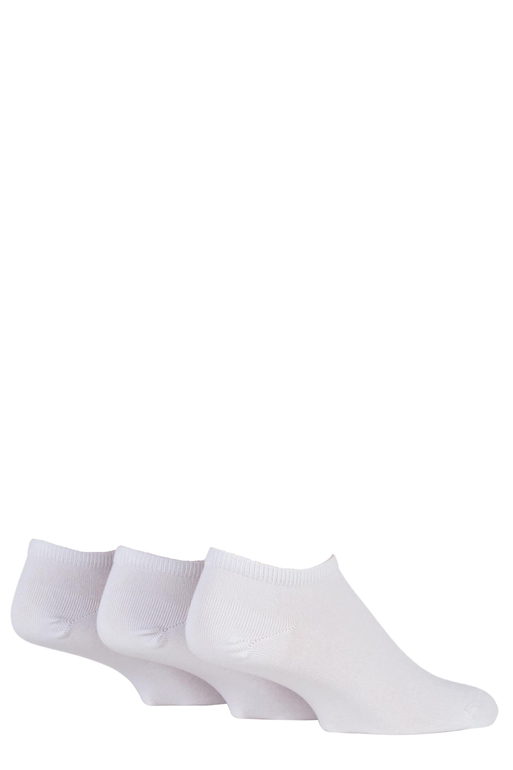 3 Pair White Bamboo Trainer Socks with Smooth Toe Seams Men's 6-11 Mens - SOCKSHOP