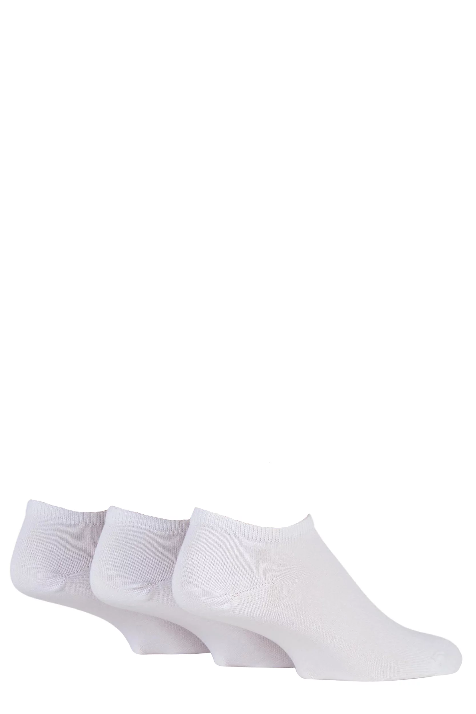 3 Pair White Bamboo Trainer Socks with Smooth Toe Seams Men's 6-11 Mens - SOCKSHOP