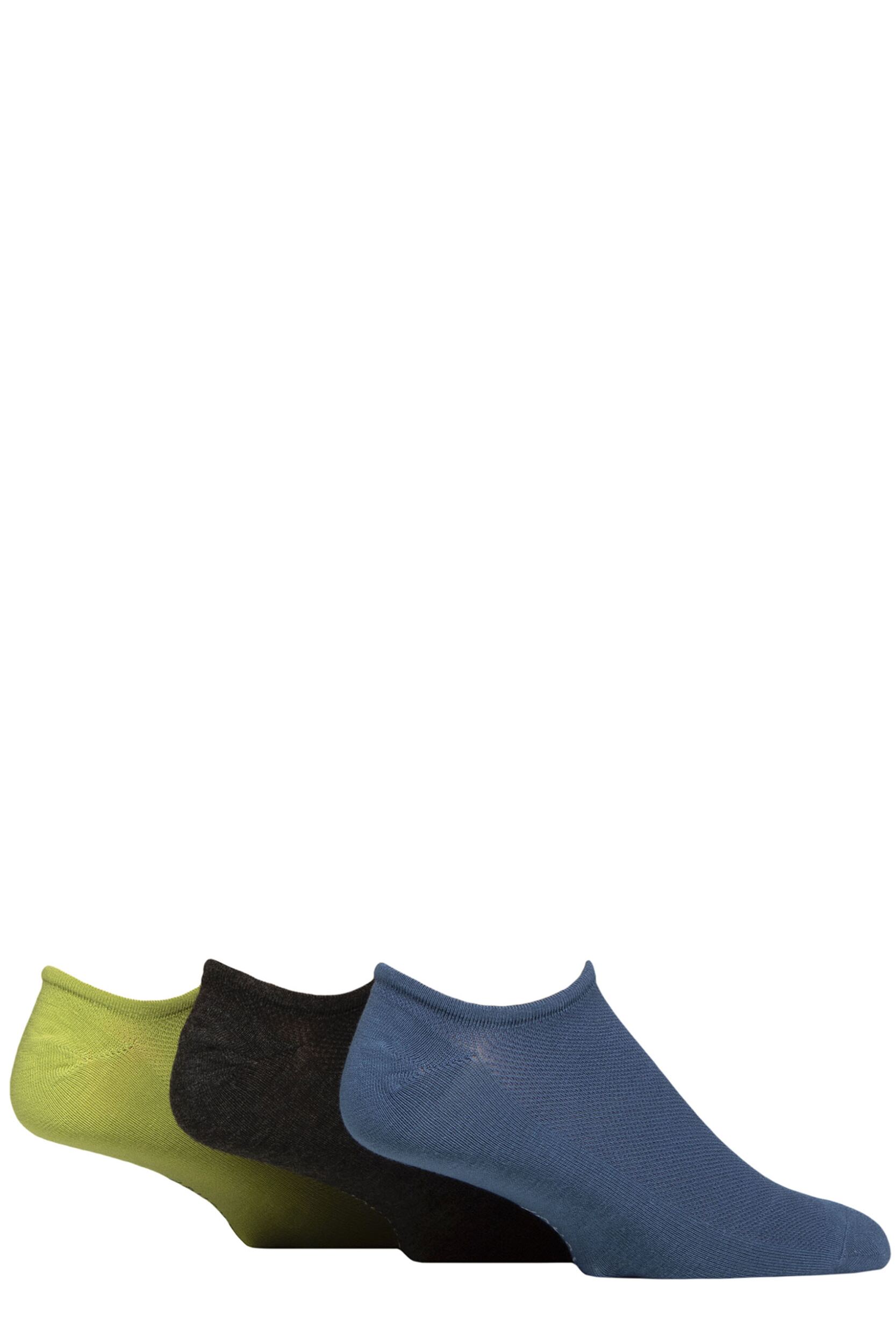 Mens 3 Pair SOCKSHOP Bamboo Mesh Loafer Liner Socks Ocean View 7-11