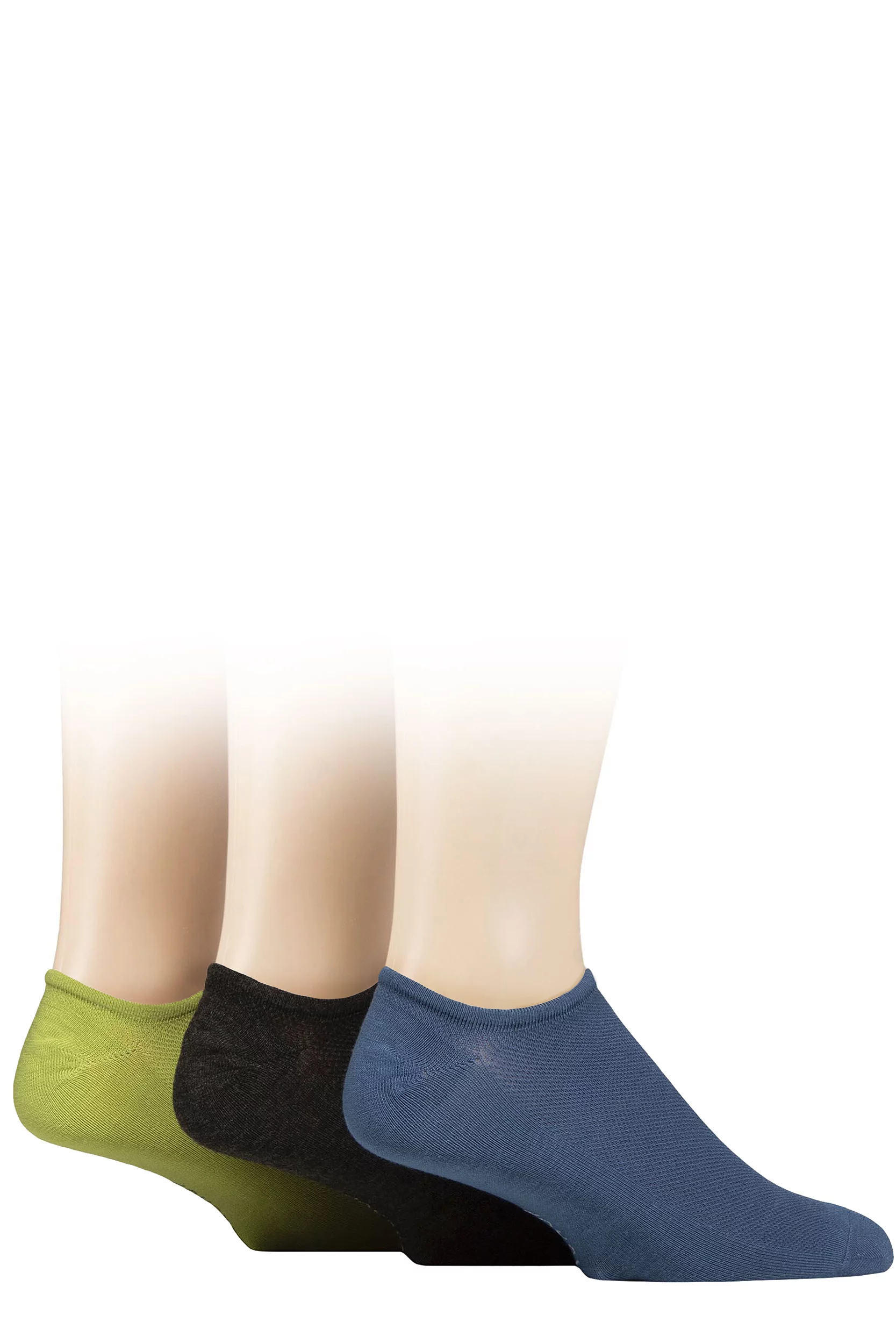 Mens 3 Pair SOCKSHOP Bamboo Mesh Loafer Liner Socks Ocean View 7