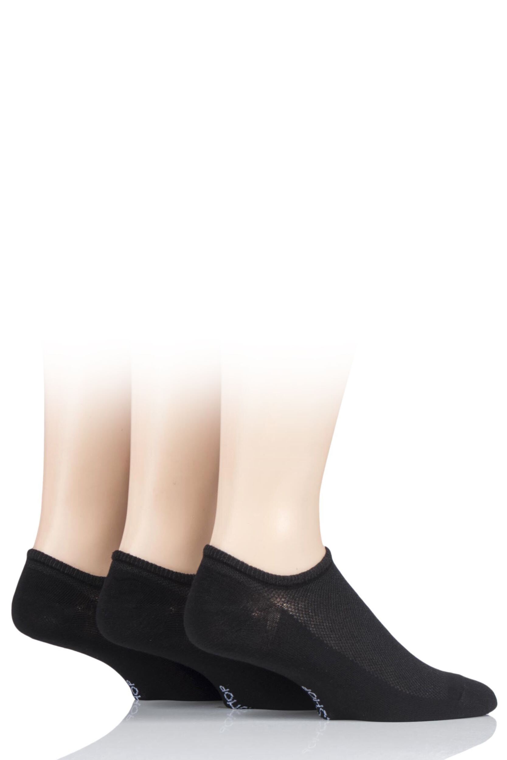 3 Pair Black Bamboo Mesh Loafer Liner Socks Men's 7-11 Mens - SOCKSHOP