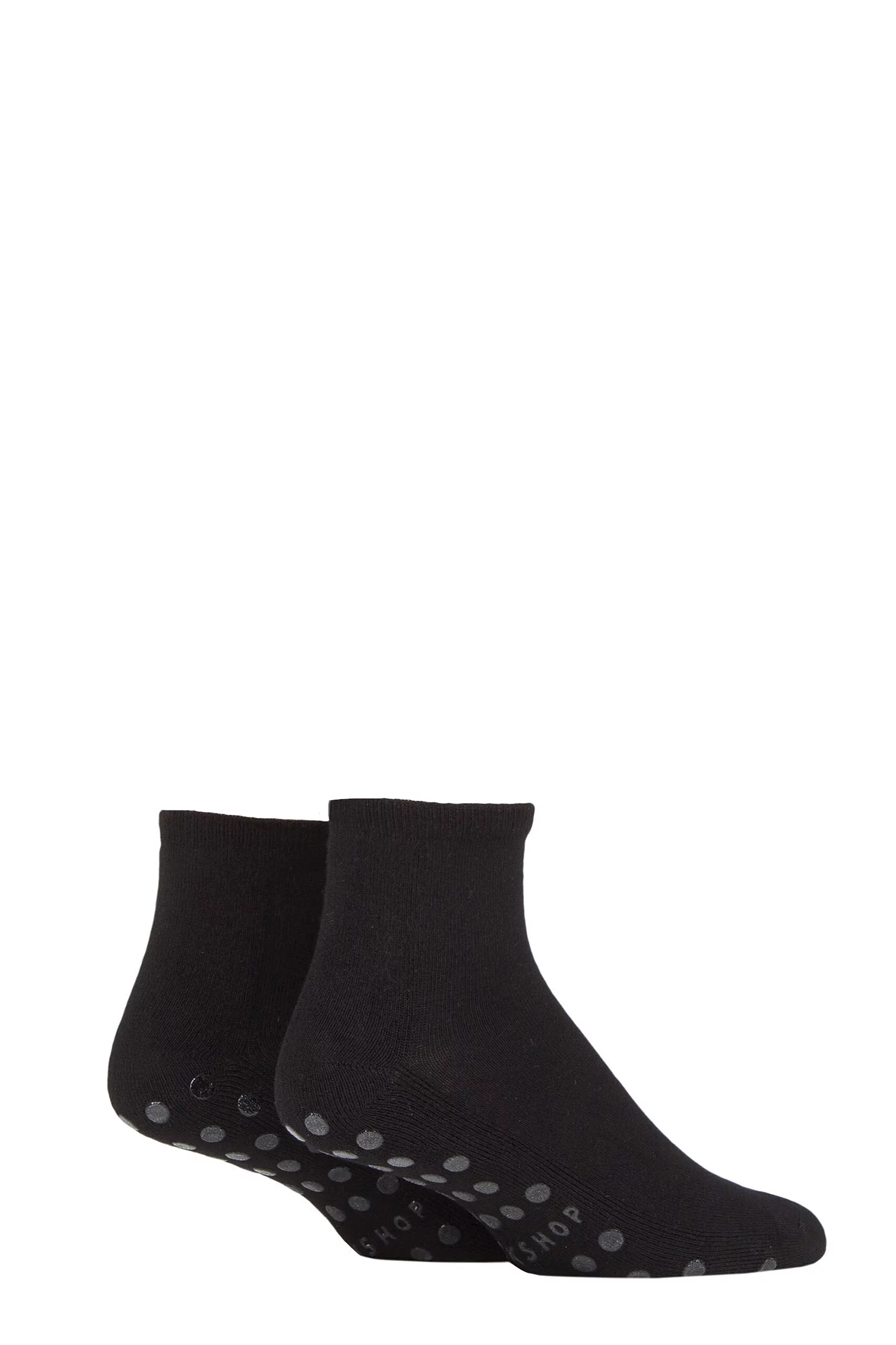 Mens and Women's 2 Pair Lazy Panda Bamboo Cushioned Slipper Socks Black 7-11 Mens