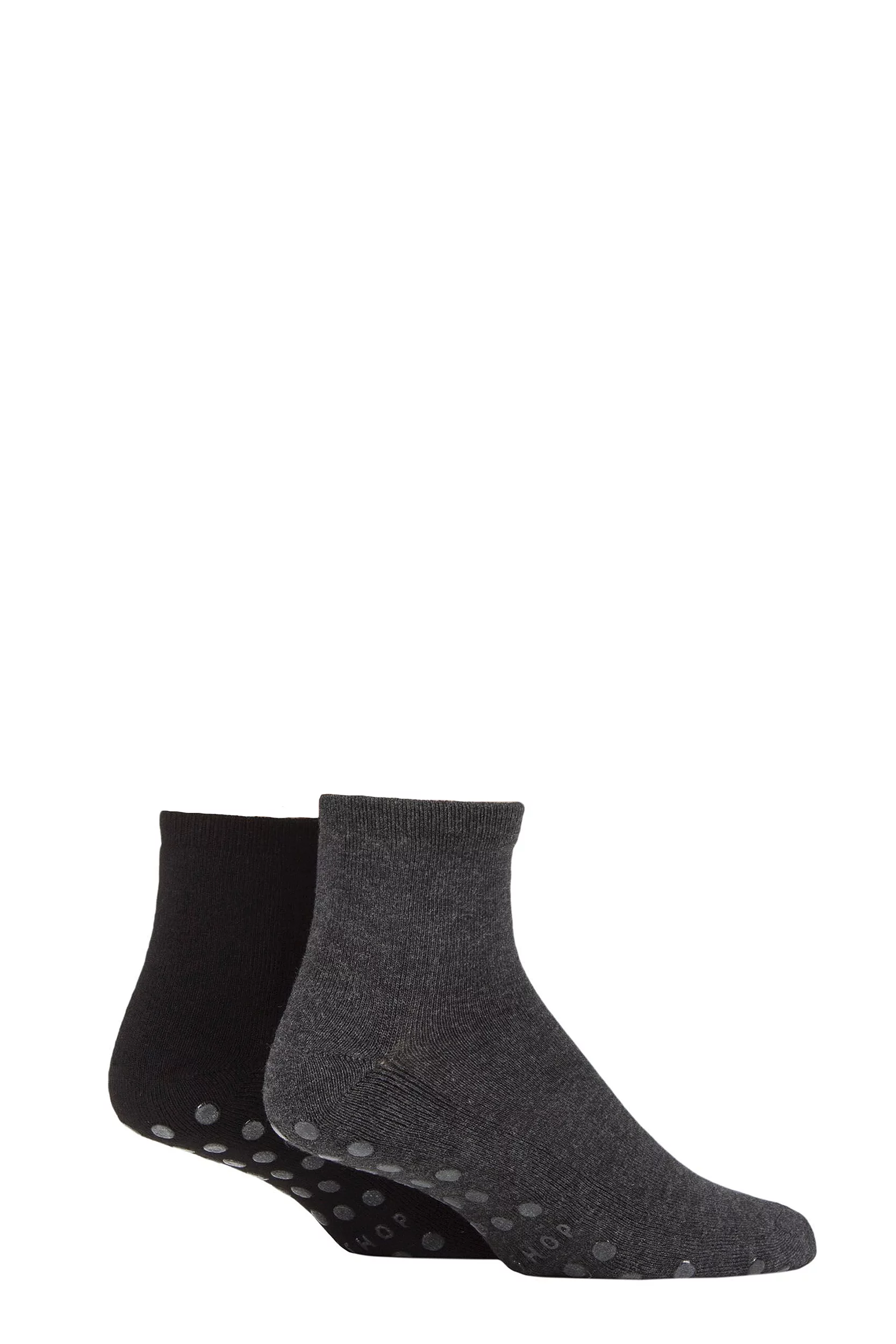 Mens and Women's 2 Pair Lazy Panda Bamboo Cushioned Slipper Socks Charcoal / Black 7-11 Mens