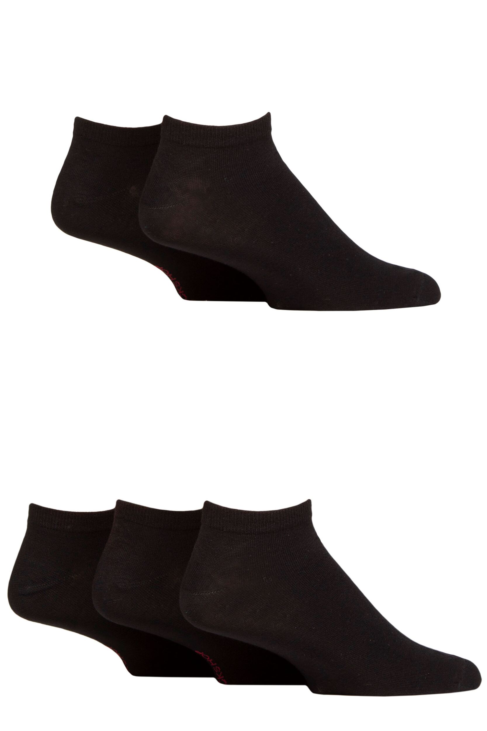 Mens 5 Pair SOCKSHOP Bamboo Striped and Plain Trainer Socks Black 7-11 Mens