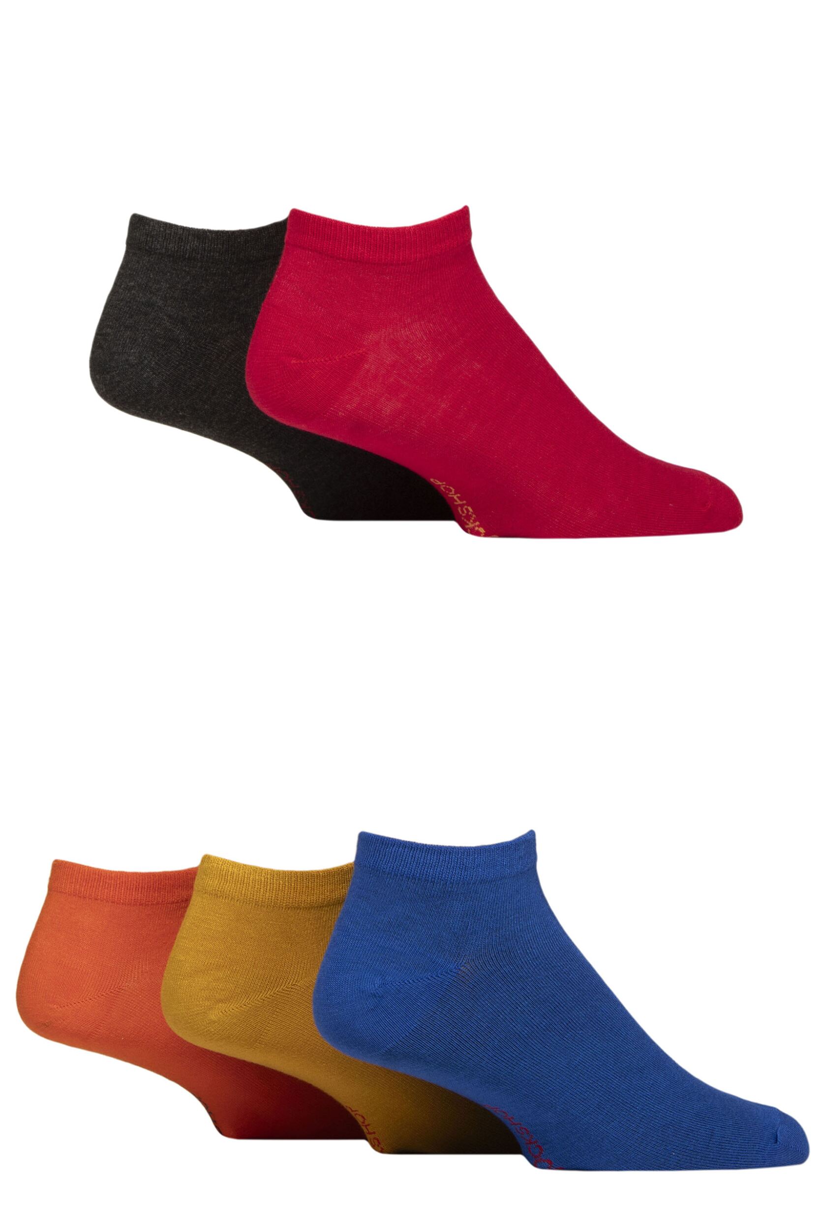 Mens 5 Pair SOCKSHOP Bamboo Striped and Plain Trainer Socks Brights 7-11