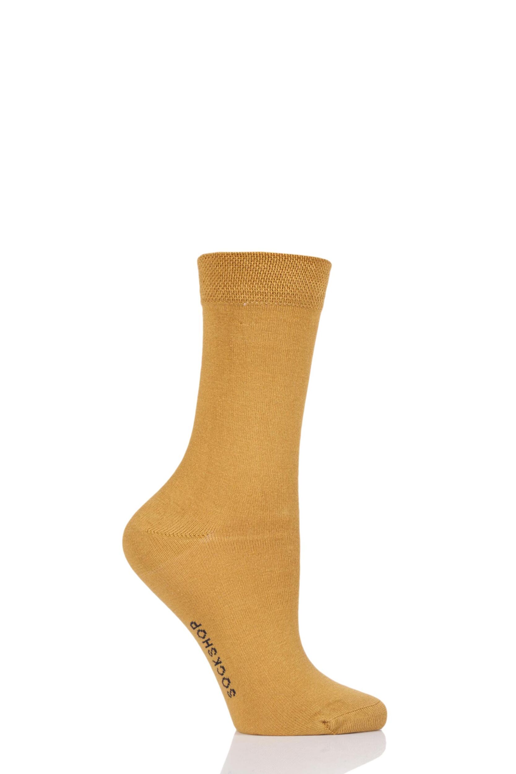 1 Pair Mellow Yellow Colour Burst Bamboo Socks with Smooth Toe Seams Ladies 4-8 Ladies - SOCKSHOP