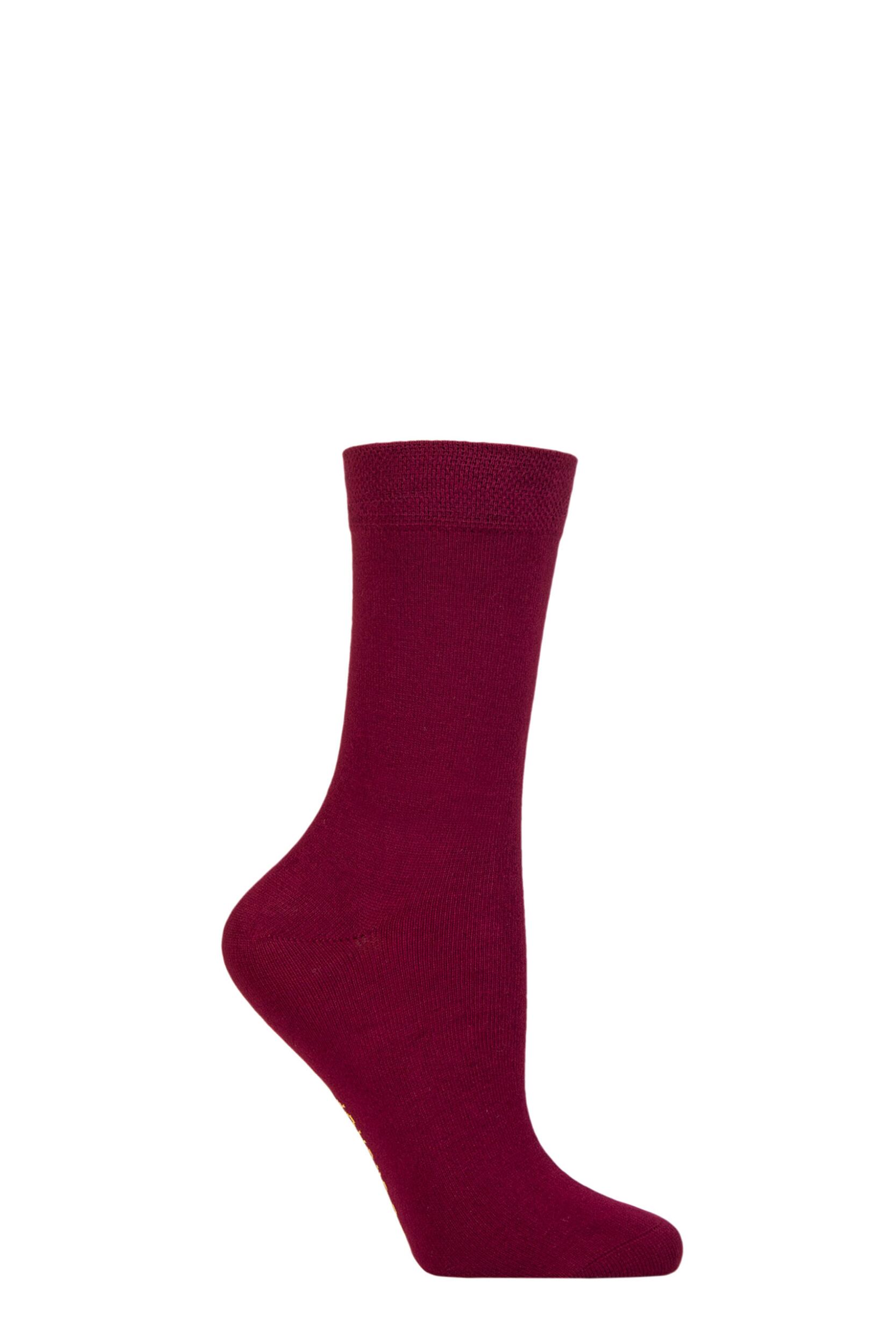 Women's 1 Pair SOCKSHOP Colour Burst Bamboo Socks with Smooth Toe Seams Red Red Wine 4-8