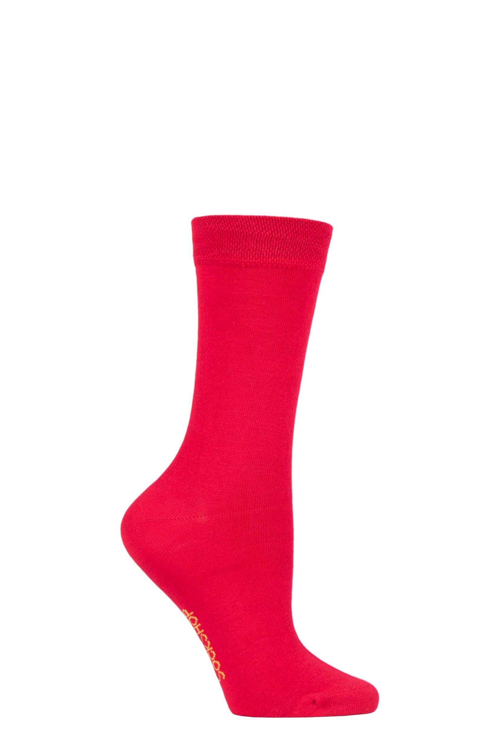 1 Pair Redder than Red Colour Burst Bamboo Socks with Smooth Toe Seams Ladies 4-8 Ladies - SOCKSHOP