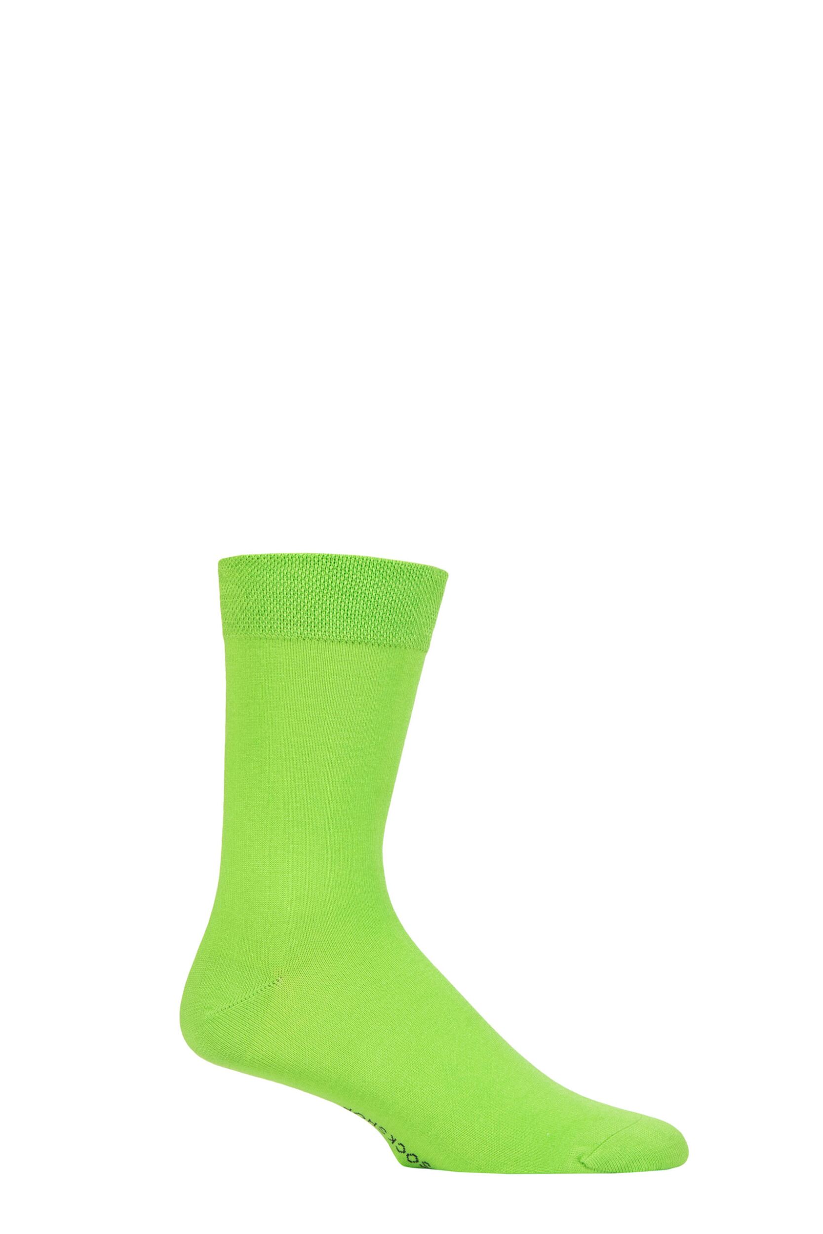 Image of Mens 1 Pair SOCKSHOP Colour Burst Bamboo Socks with Smooth Toe Seams Green Onions 7-11