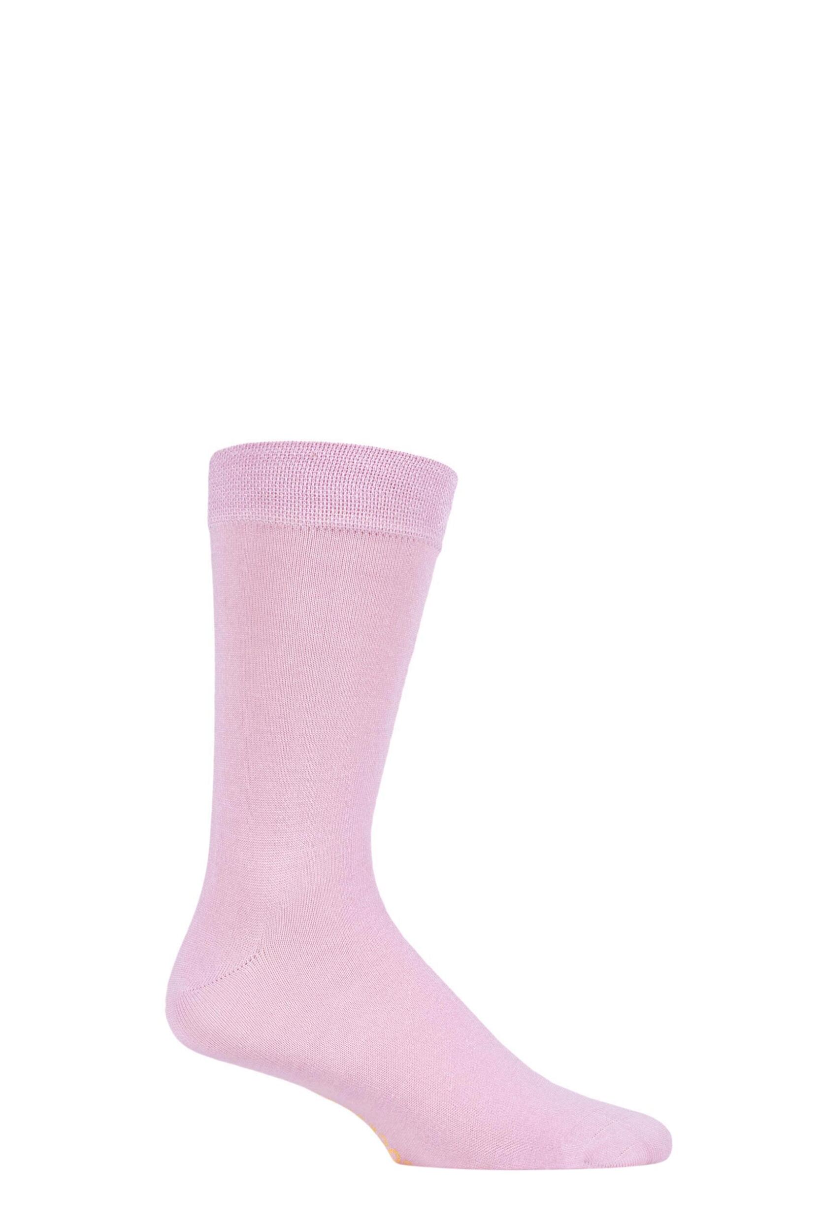 Image of 1 Pair Pretty in Pink Colour Burst Bamboo Socks with Smooth Toe Seams Mens