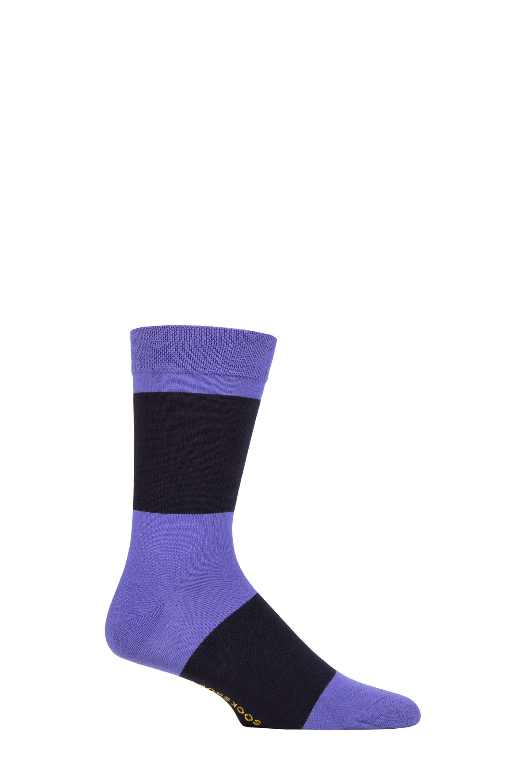 Image of SOCKSHOP 1 Pair Striped Colour Burst Bamboo Socks with Smooth Toe Seams Purple Haze 7-11