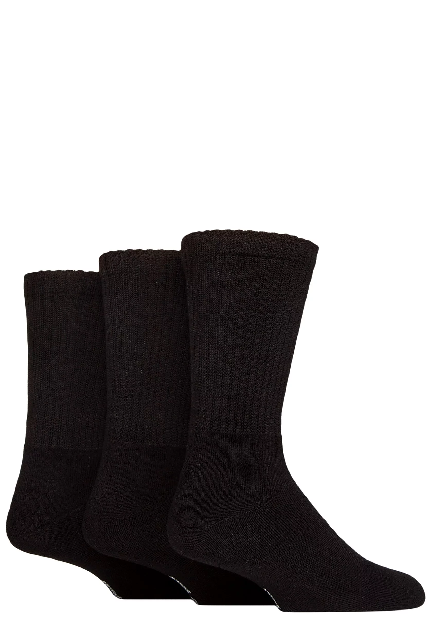Mens and Women's 3 Pair SOCKSHOP Lazy Panda Full Cushion Crew Bamboo Sports Socks Black 7