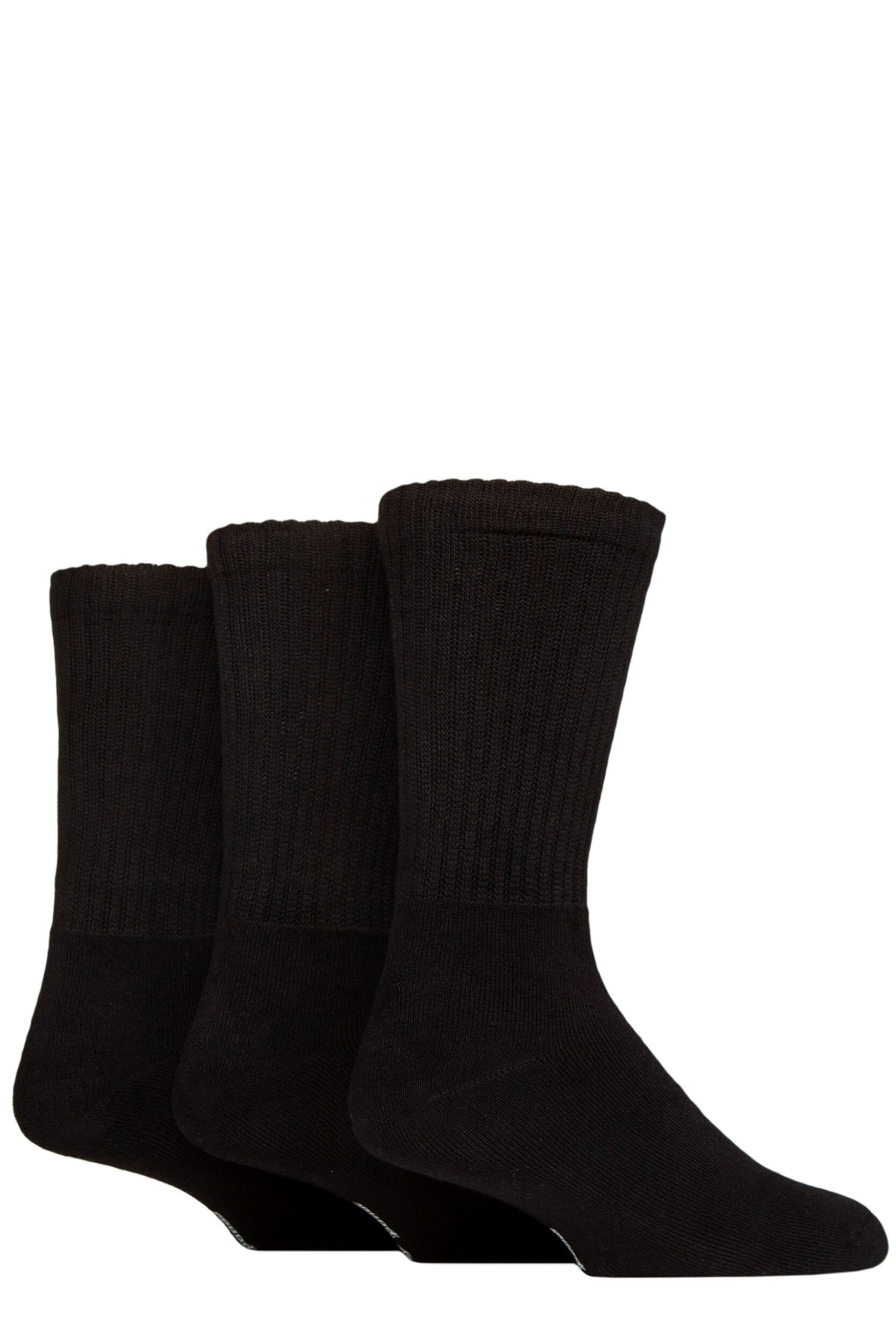 Mens and Women's 3 Pair SOCKSHOP Lazy Panda Full Cushion Crew Bamboo Sports Socks Black 12-14