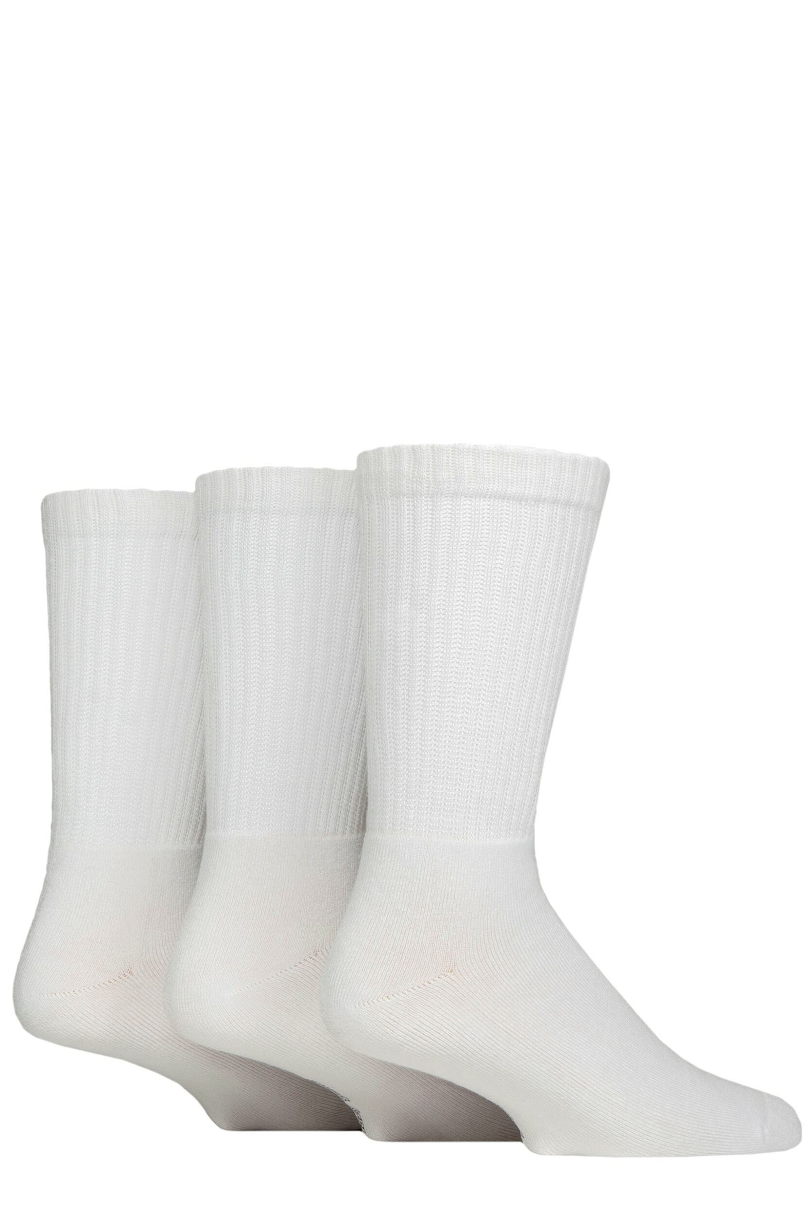 Mens and Women's 3 Pair SOCKSHOP Lazy Panda Full Cushion Crew Bamboo Sports Socks White 4-8
