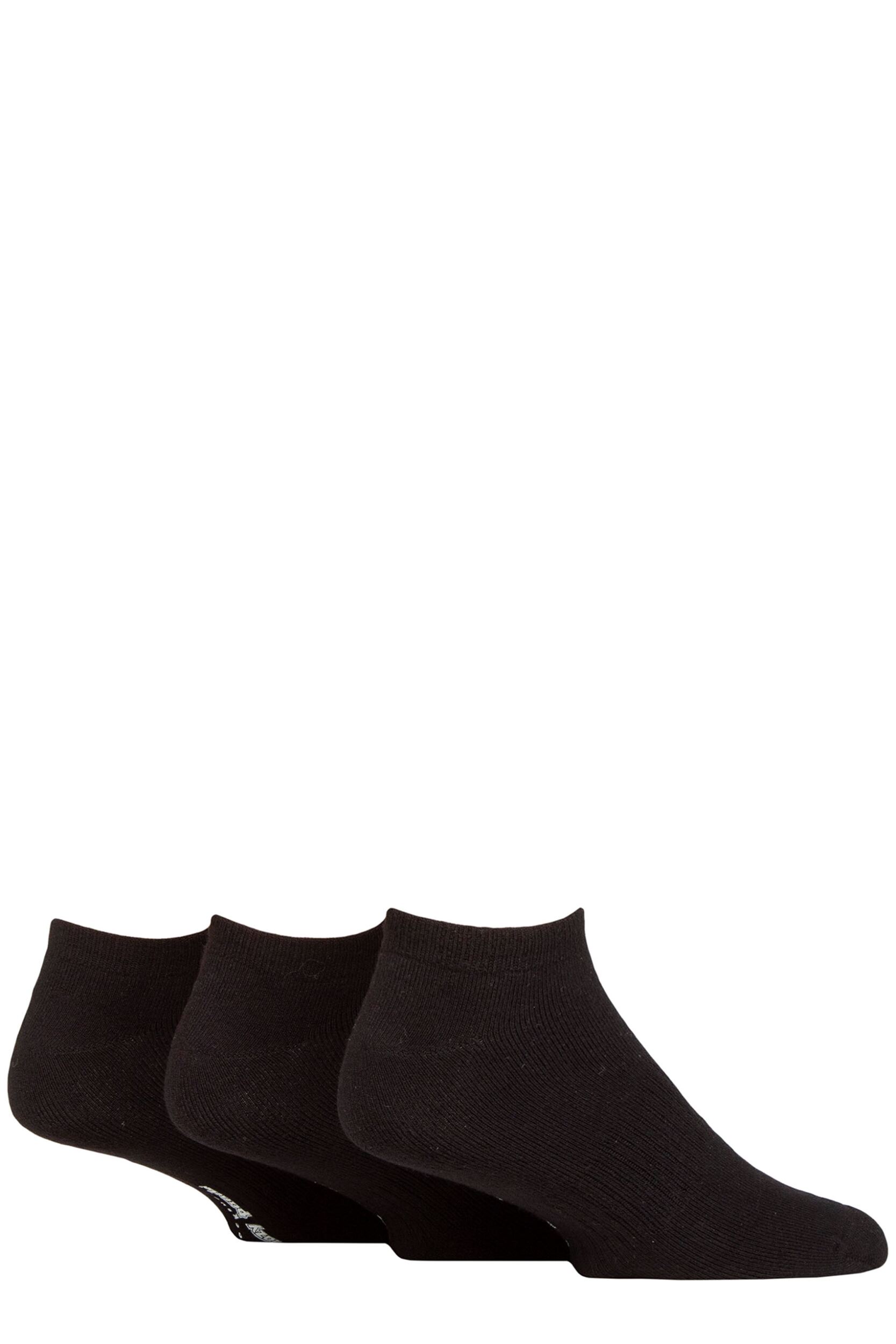 Mens and Women's 3 Pair SOCKSHOP Lazy Panda Full Cushion Bamboo Sports Trainer Socks Black 4-8