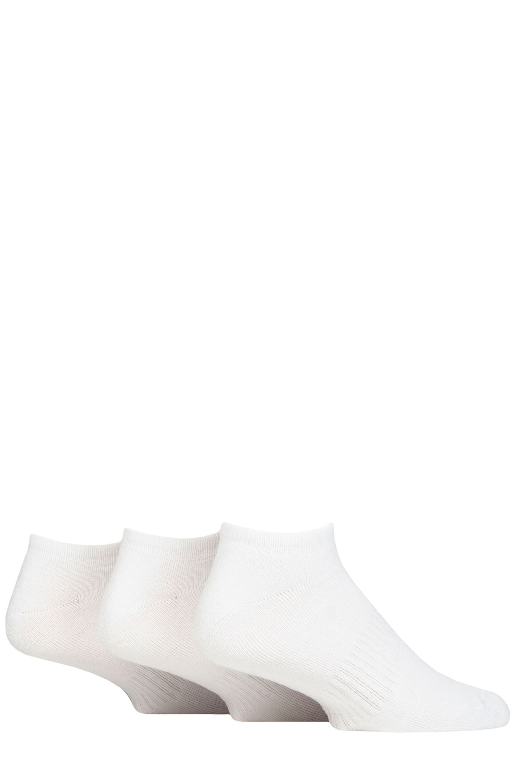 Mens and Women's 3 Pair SOCKSHOP Lazy Panda Full Cushion Bamboo Sports Trainer Socks White 4-8