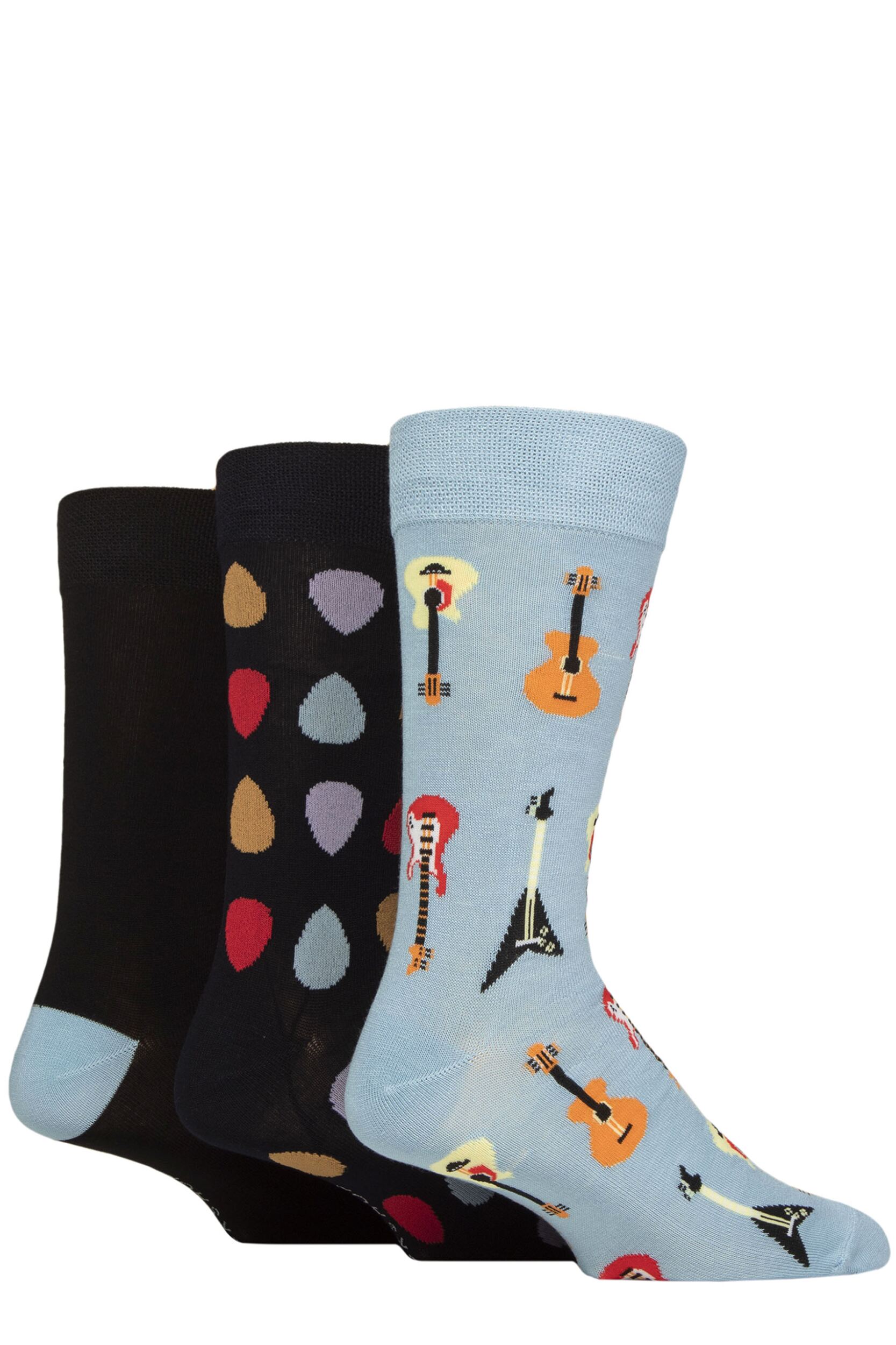 Mens 3 Pair SOCKSHOP Lazy Panda Novelty Bamboo Socks Guitars 7-11