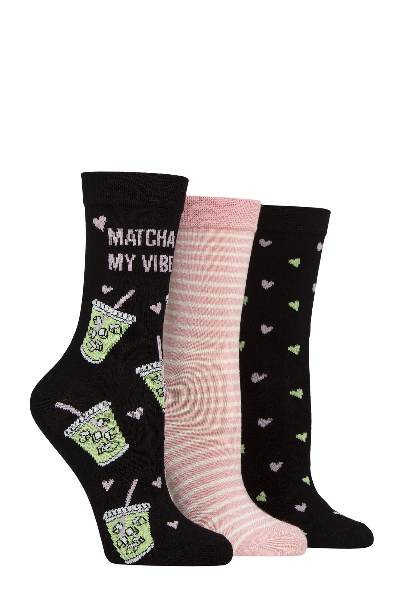 Women's 3 Pair SOCKSHOP Lazy Panda Novelty Bamboo Socks Matcha My Vibe 4