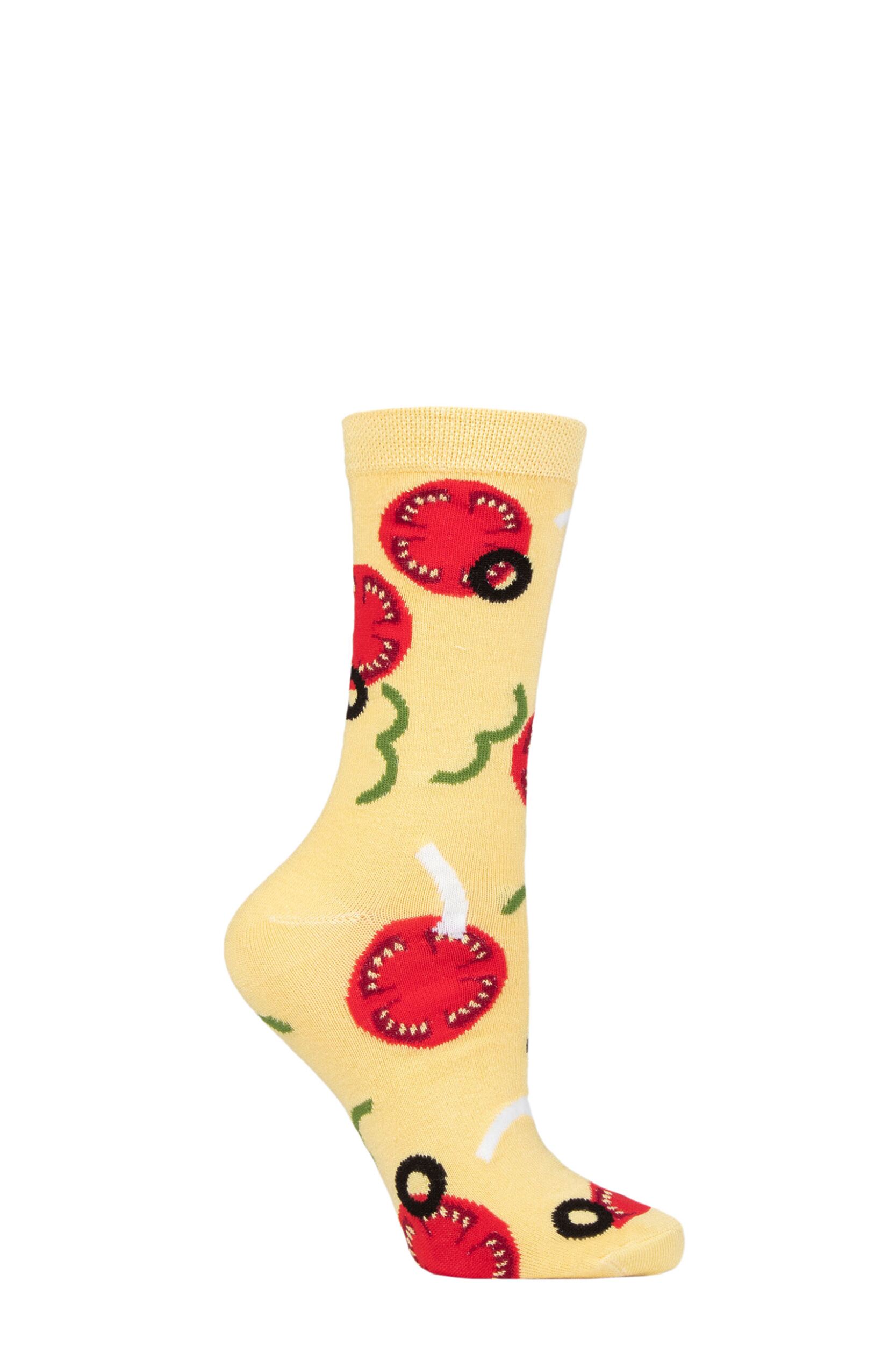 Image of Mens and Women's SOCKSHOP 1 Pair Lazy Panda Bamboo Fun & Novelty Socks Pizza 4-8 Ladies