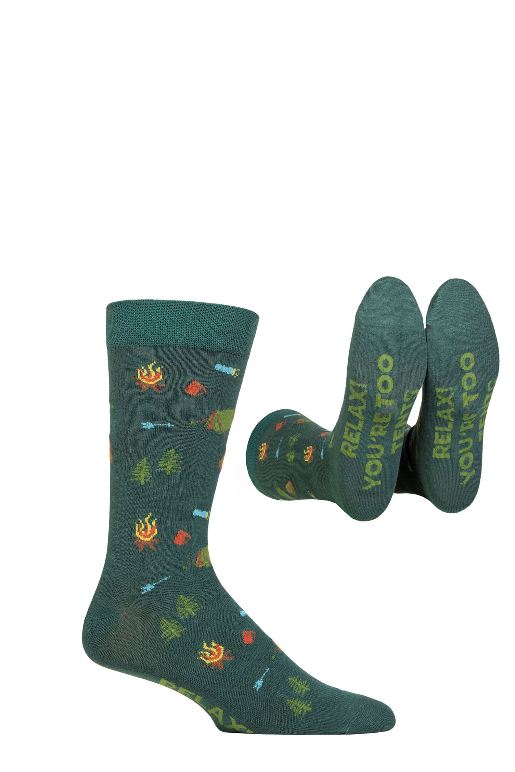 Mens and Women's SOCKSHOP 1 Pair Lazy Panda Bamboo Fun & Novelty Socks Relax You're Too Tents 4-8 Ladies