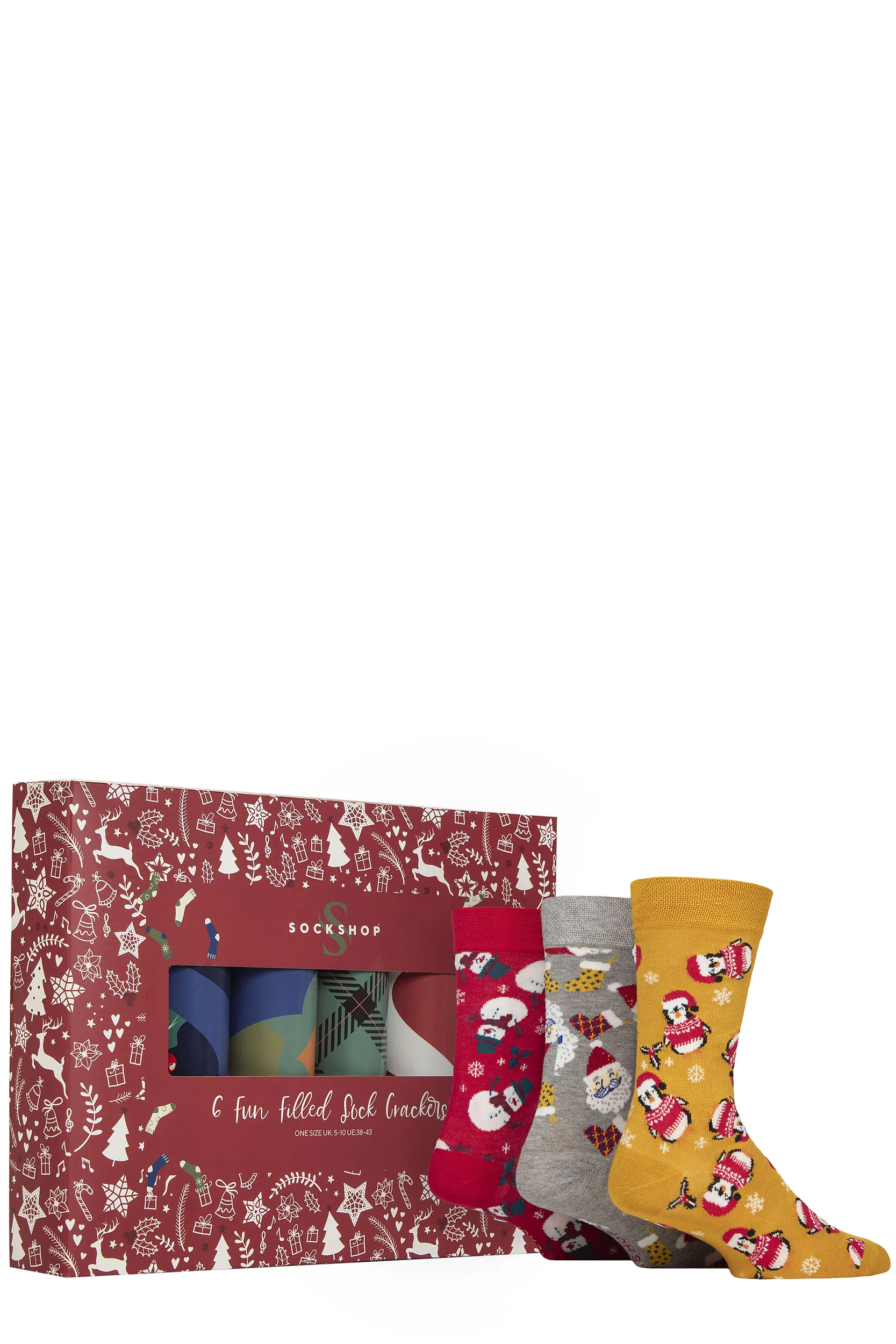 Mens and Women's 6 Pair SOCKSHOP Christmas Cracker Gift Boxed Bamboo Socks Assorted