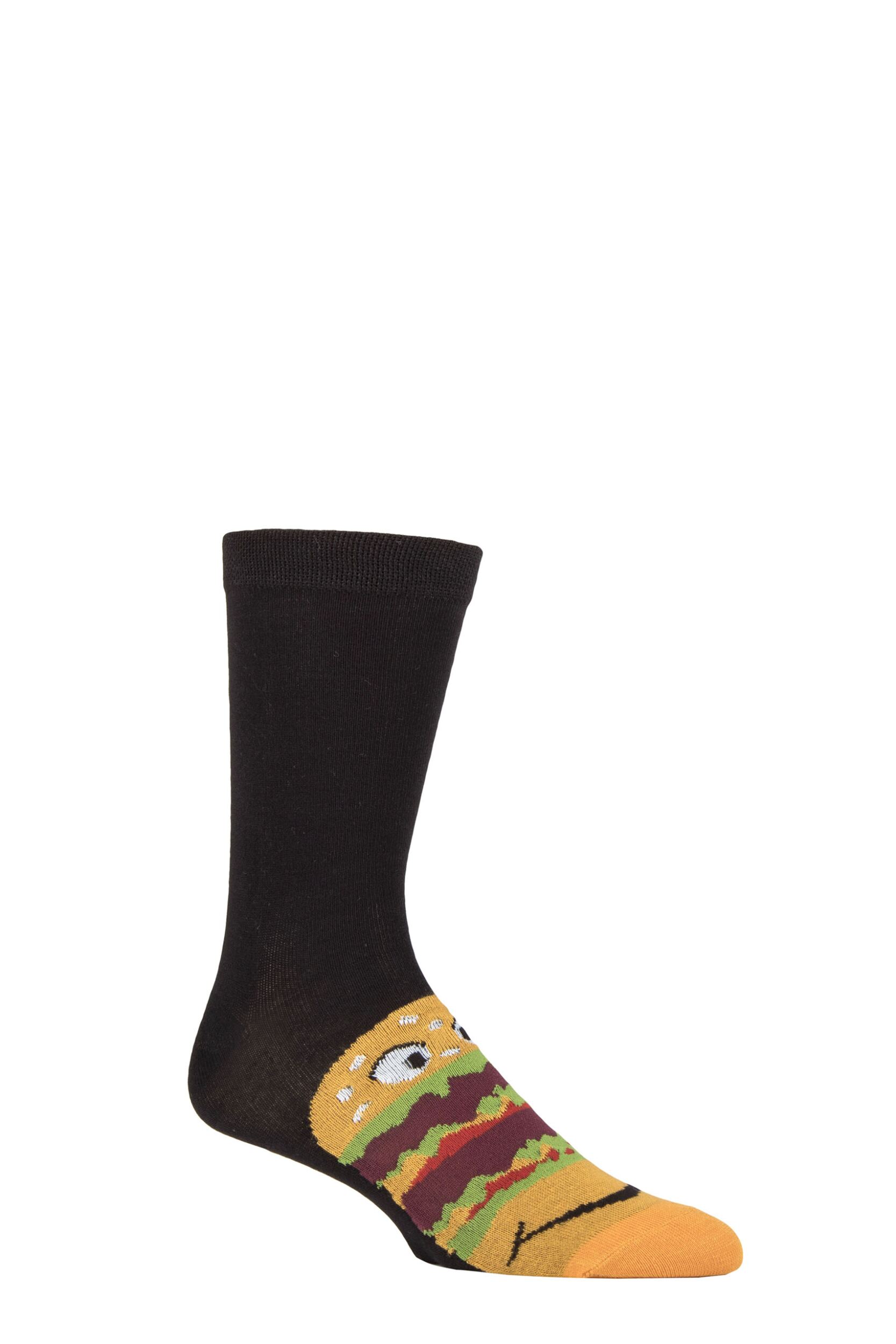 Image of Mens and Women's SOCKSHOP 1 Pair Lazy Panda Bamboo Fun & Novelty Socks Burger 7-11 Mens
