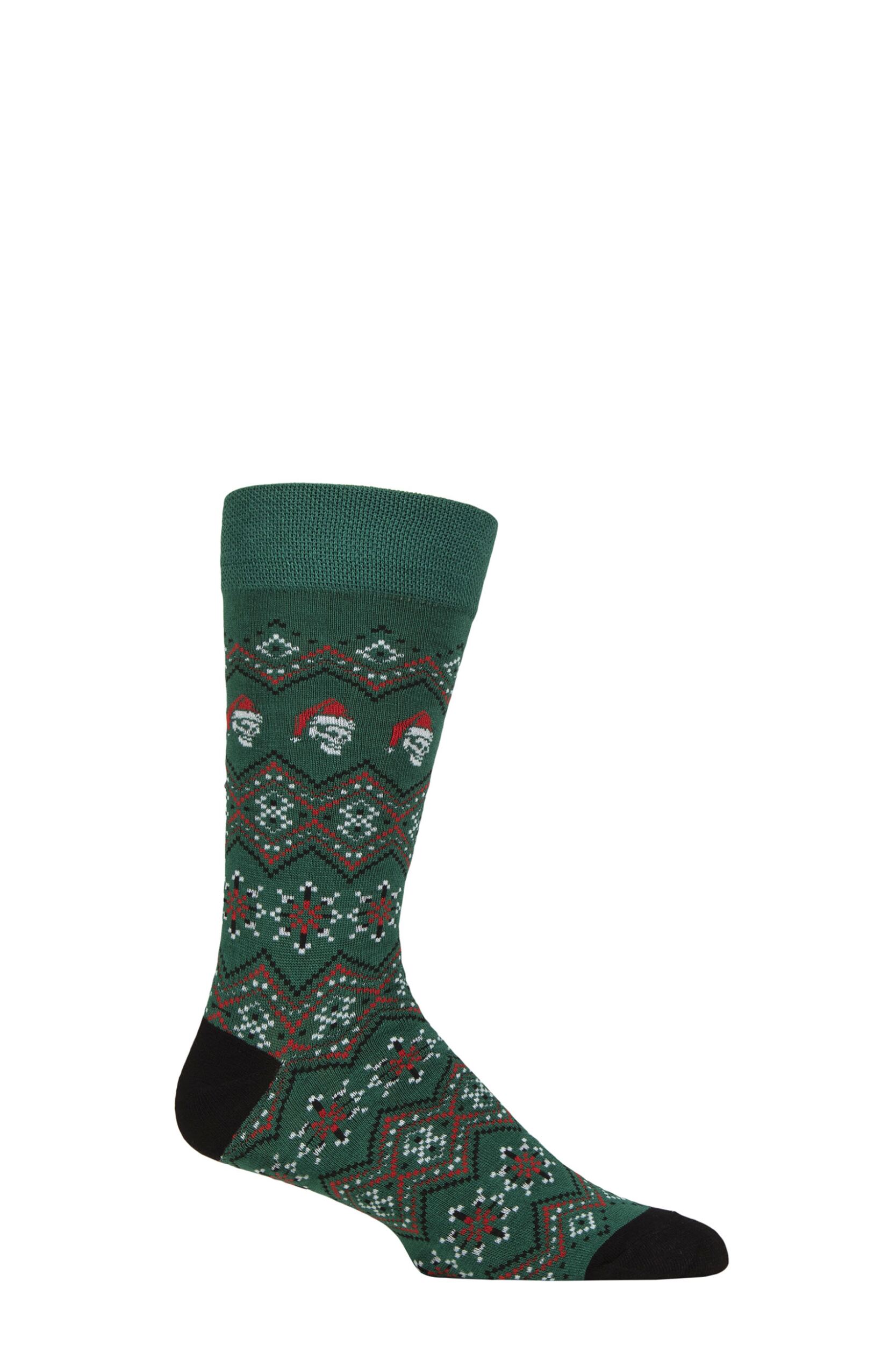 Image of Mens and Women's SOCKSHOP 1 Pair Lazy Panda Bamboo Fun & Novelty Socks Green Skulls 7-11
