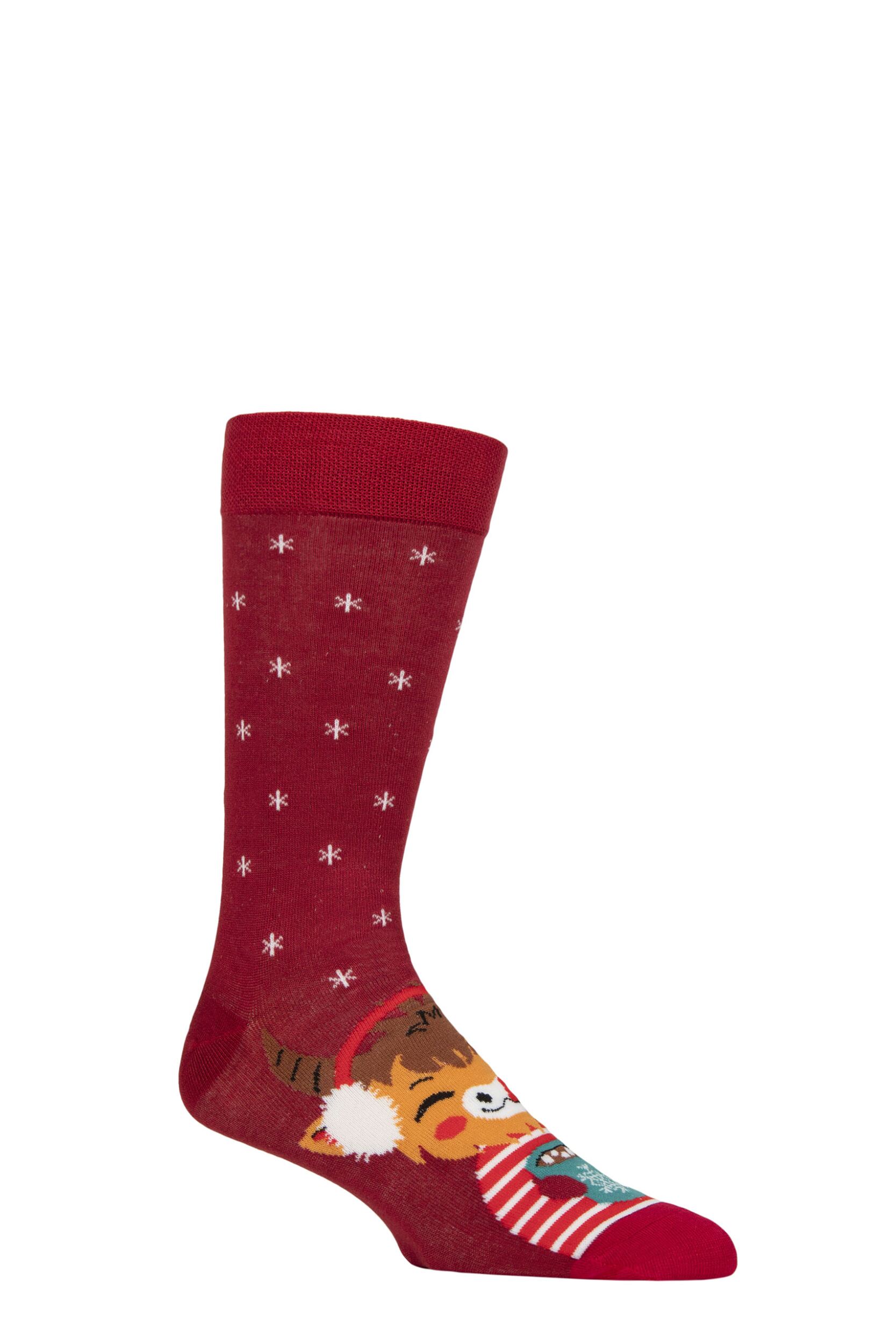 Image of Mens and Women's SOCKSHOP 1 Pair Lazy Panda Bamboo Fun & Novelty Socks Highland Cow 7-11