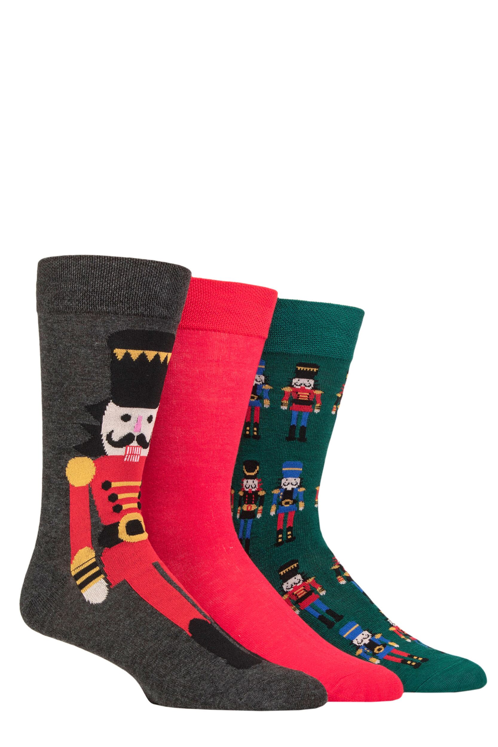 Mens 3 Pair SOCKSHOP Lazy Panda Christmas Bamboo Socks Nutcracker 7-11 Mens
