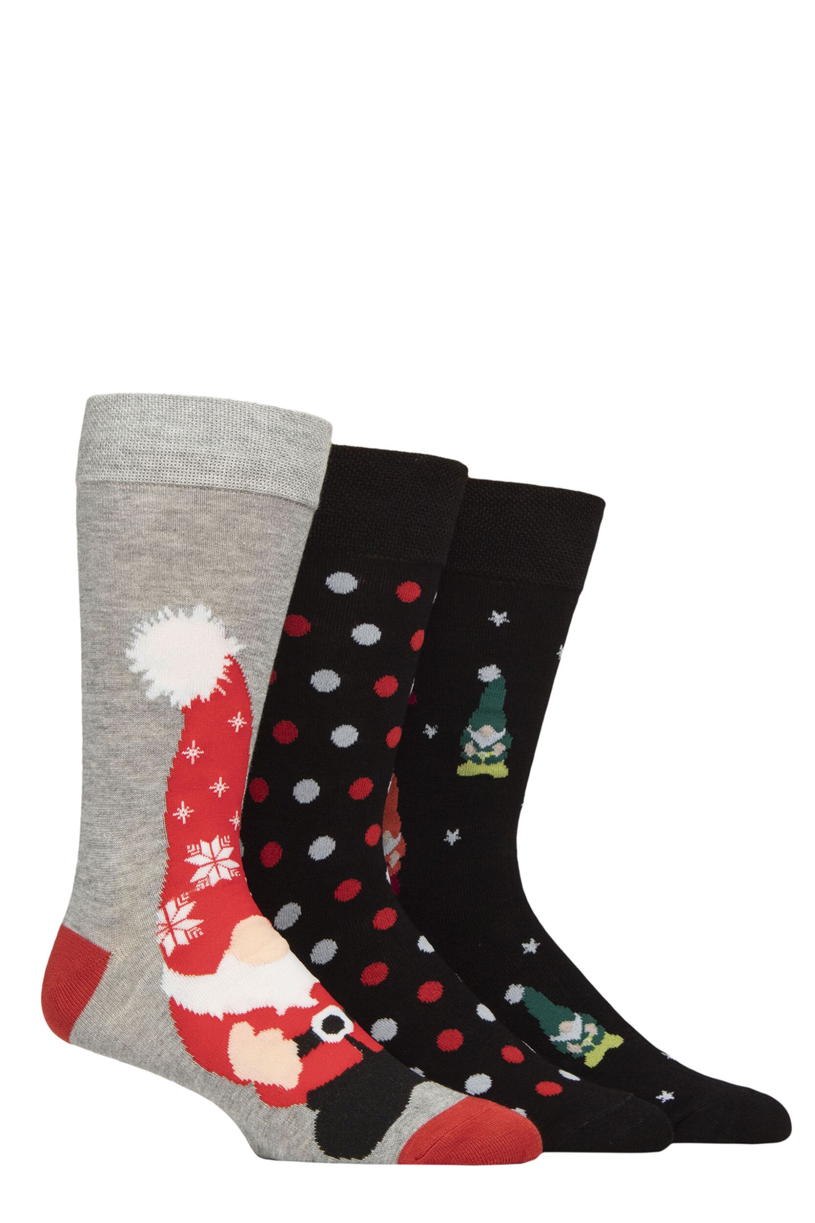 Mens 3 Pair SOCKSHOP Lazy Panda Christmas Bamboo Socks Christmas Gnomes 7-11 Mens