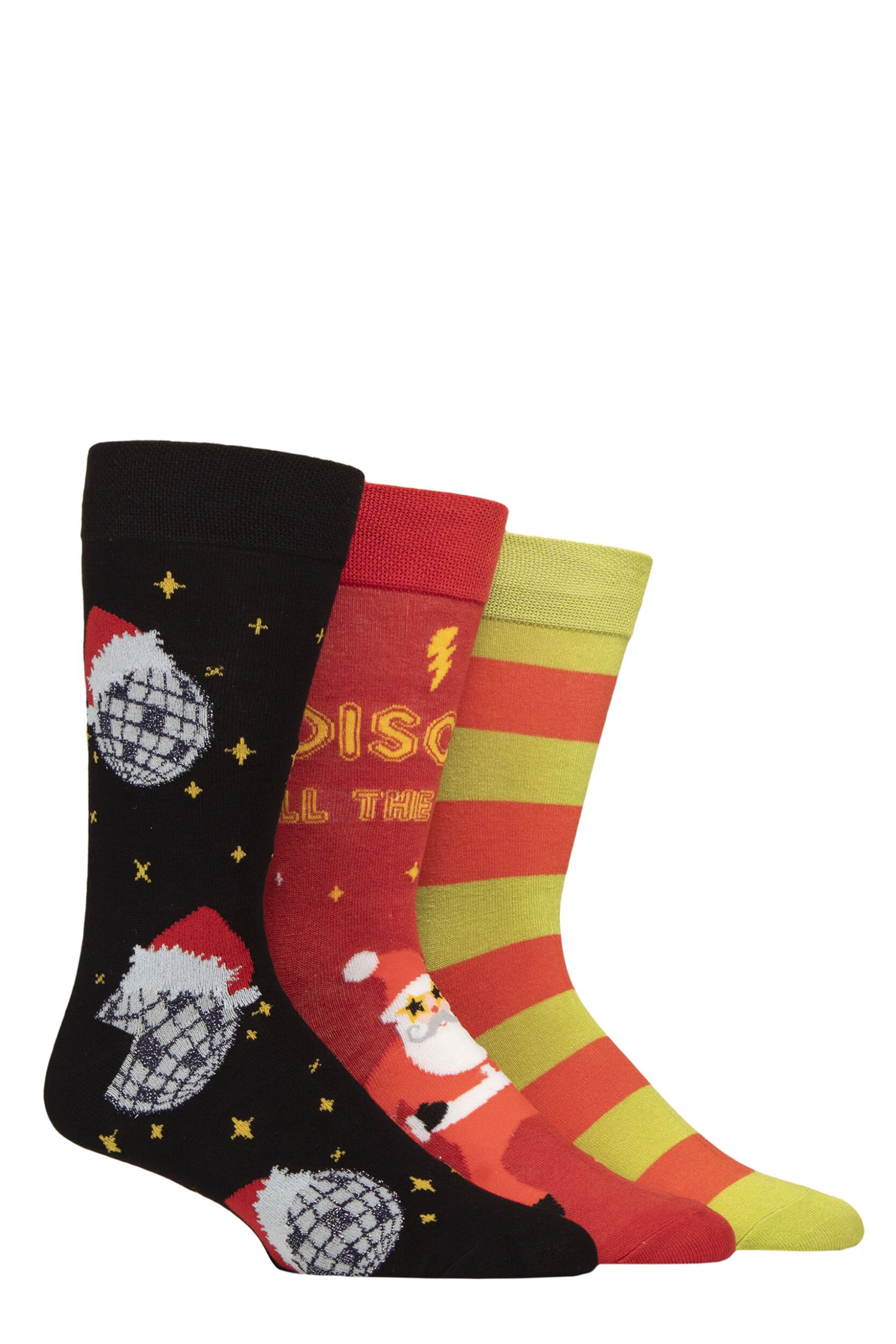 Mens 3 Pair SOCKSHOP Lazy Panda Christmas Bamboo Socks Disco All The Way 7-11 Mens