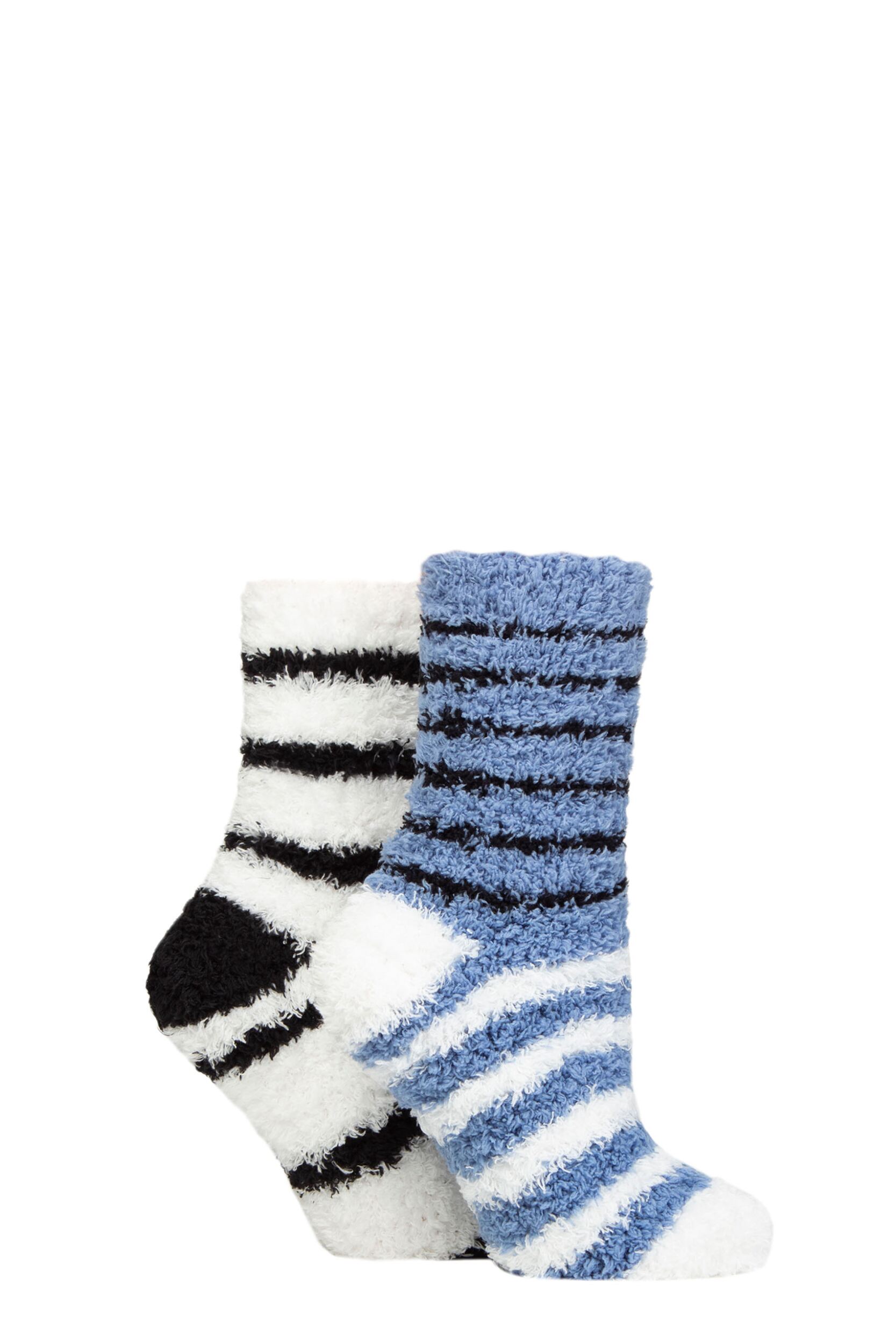 Women's 2 Pair SOCKSHOP Fluffy and Cosy Leisure Socks Moonlight Blue 4-8
