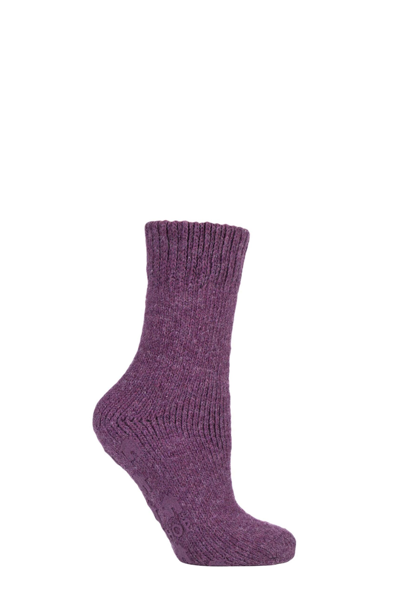1 Pair Heather Natural Home Slipper Socks Unisex 4-8 Ladies - SOCKSHOP