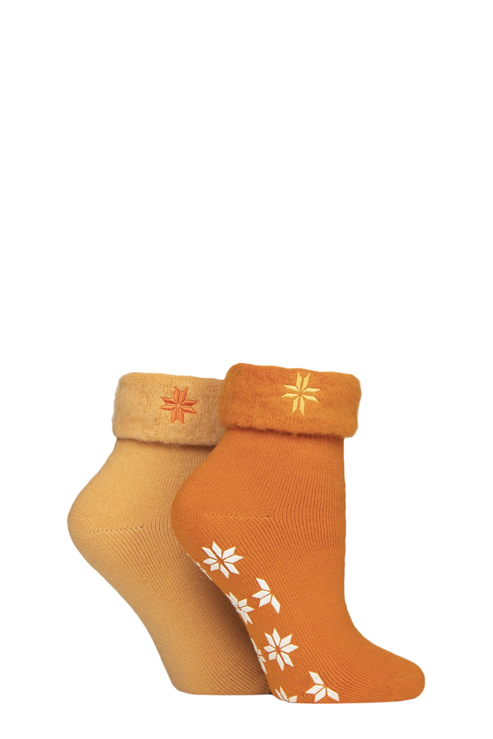 Women's 2 Pair SOCKSHOP Thermal Home and Bed Socks Marmalade 4-8