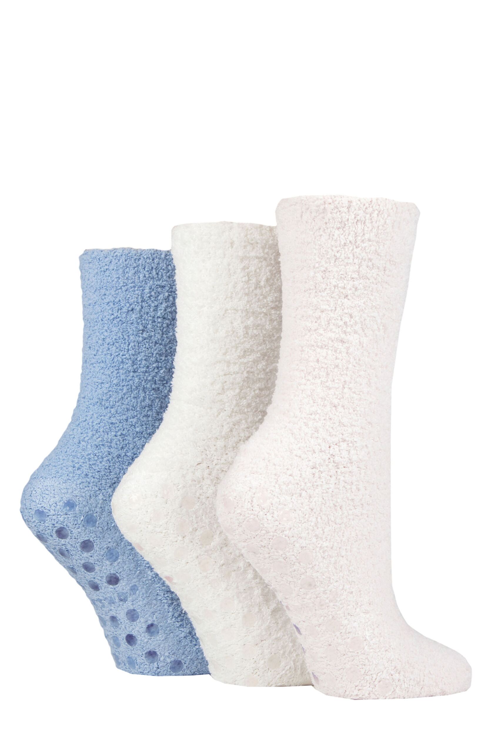 Women's 3 Pair SOCKSHOP Super Cosy Socks with Grips Dream Cloud 4-8 Ladies