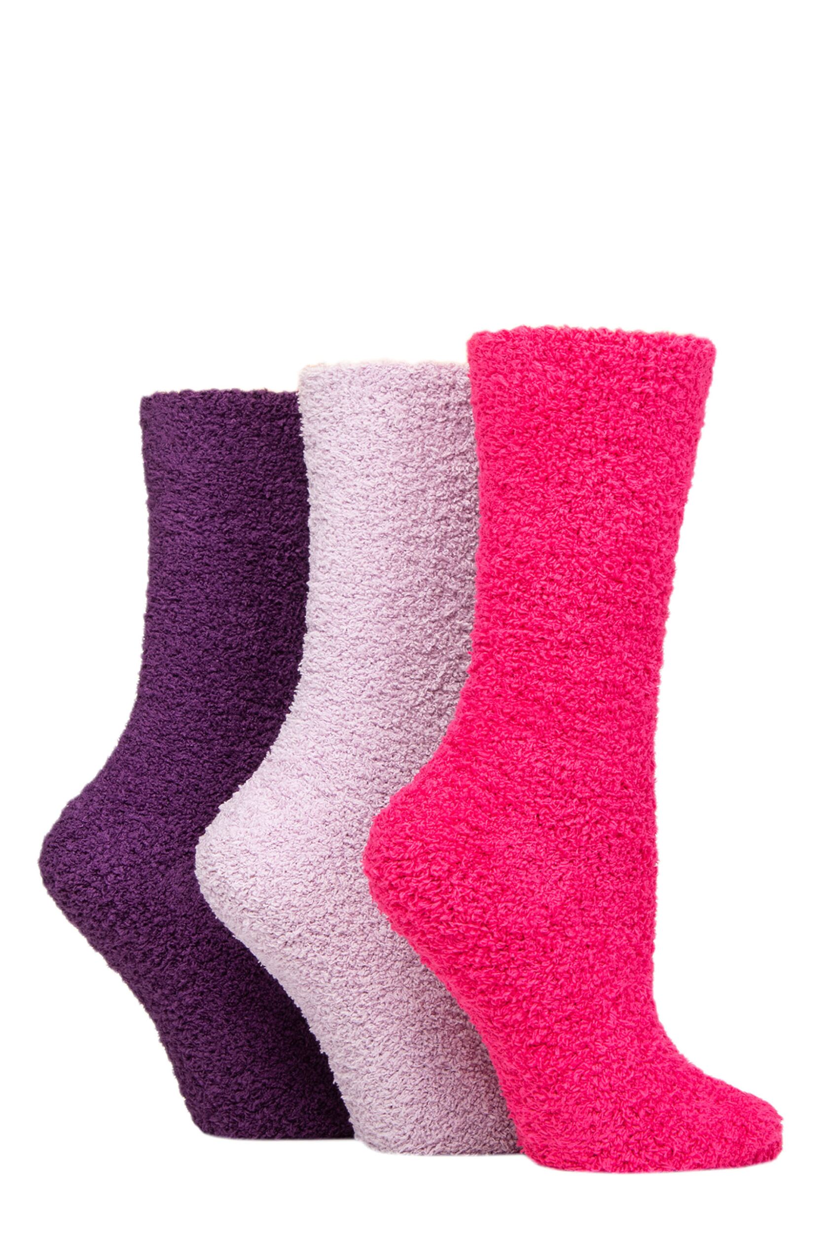 Women's 3 Pair SOCKSHOP Super Cosy Socks Raspberry 4-8 Ladies