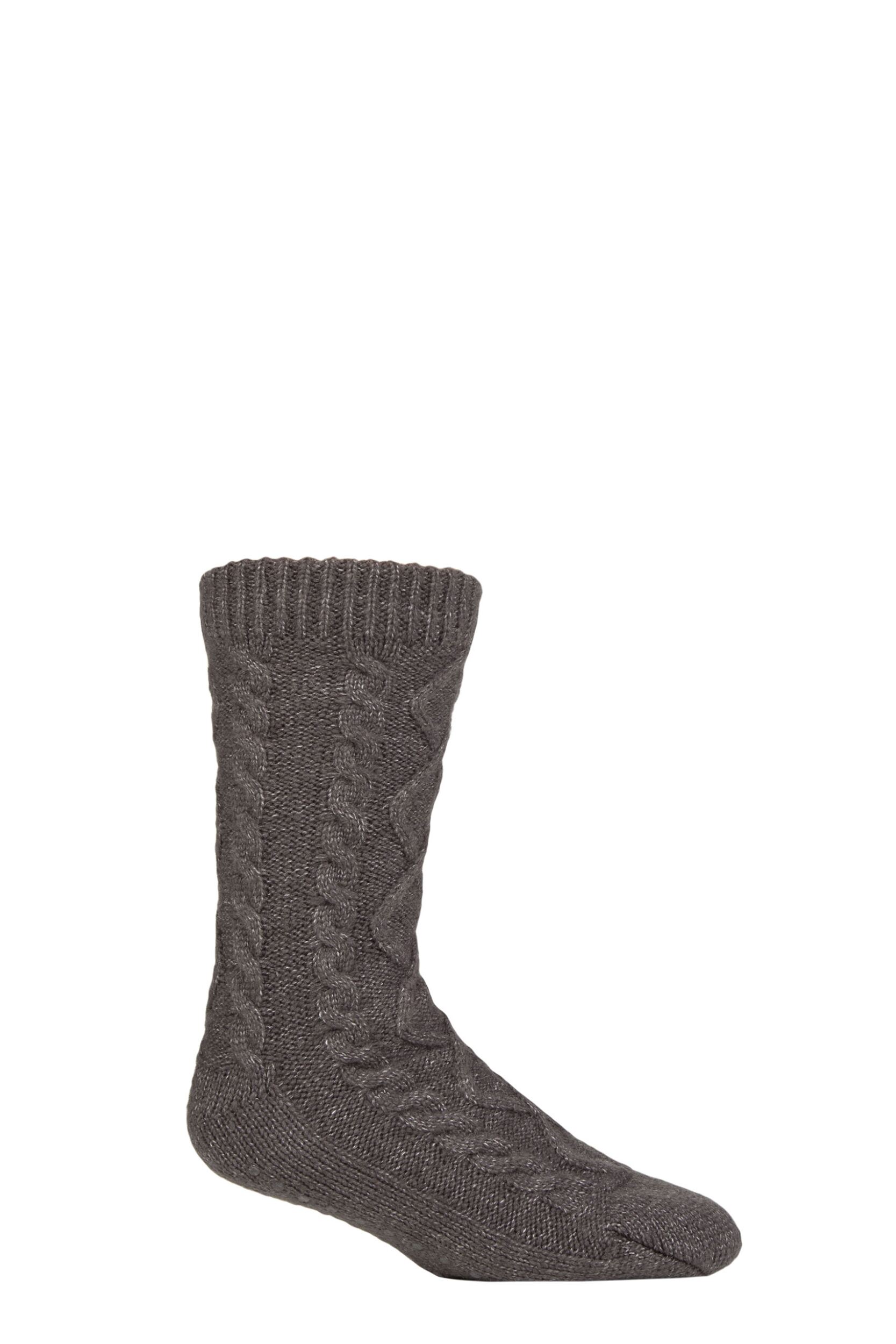 Mens 1 Pair SOCKSHOP Slipper Socks with Grip Charcoal 7-11