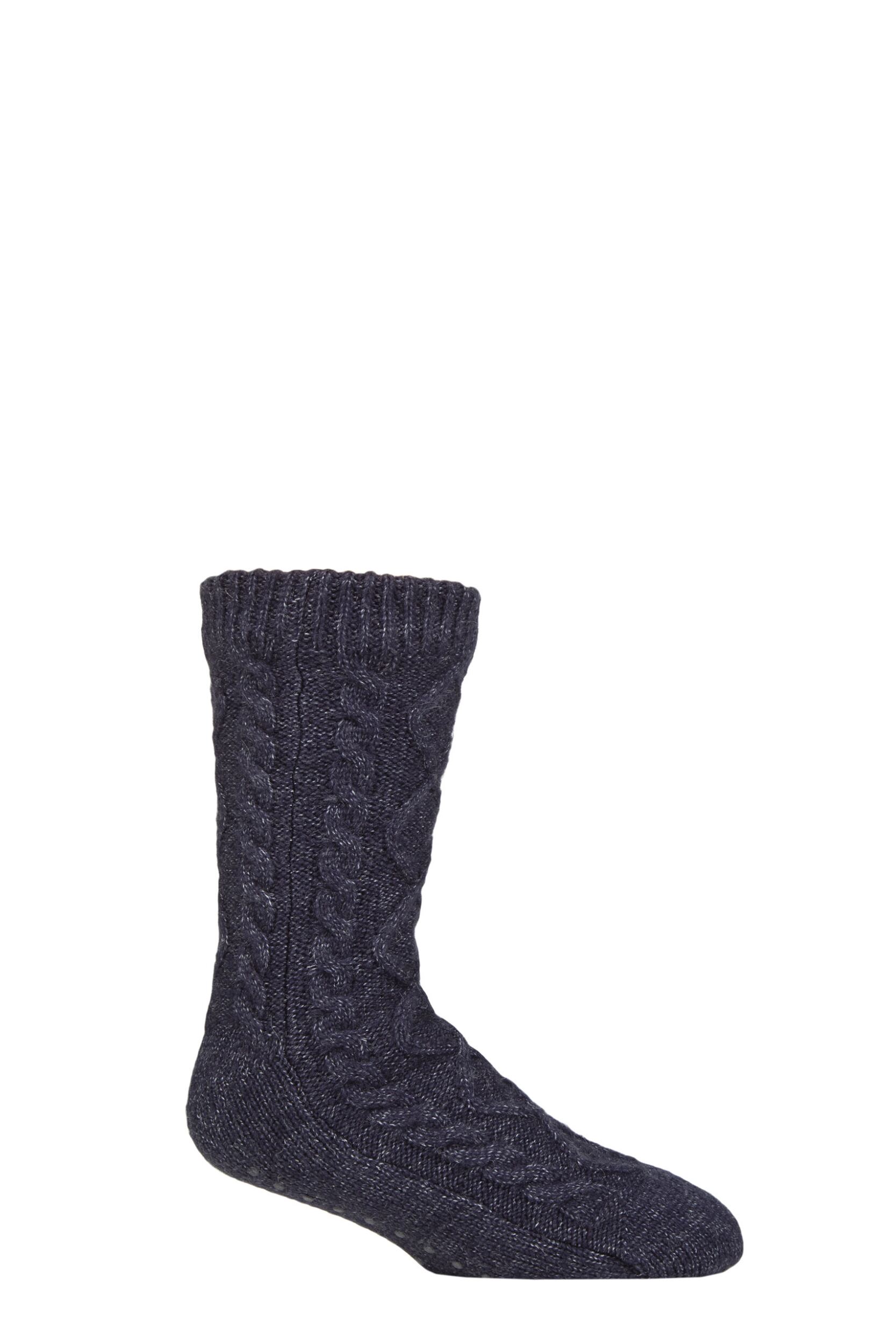 Mens 1 Pair SOCKSHOP Slipper Socks with Grip Navy 7-11