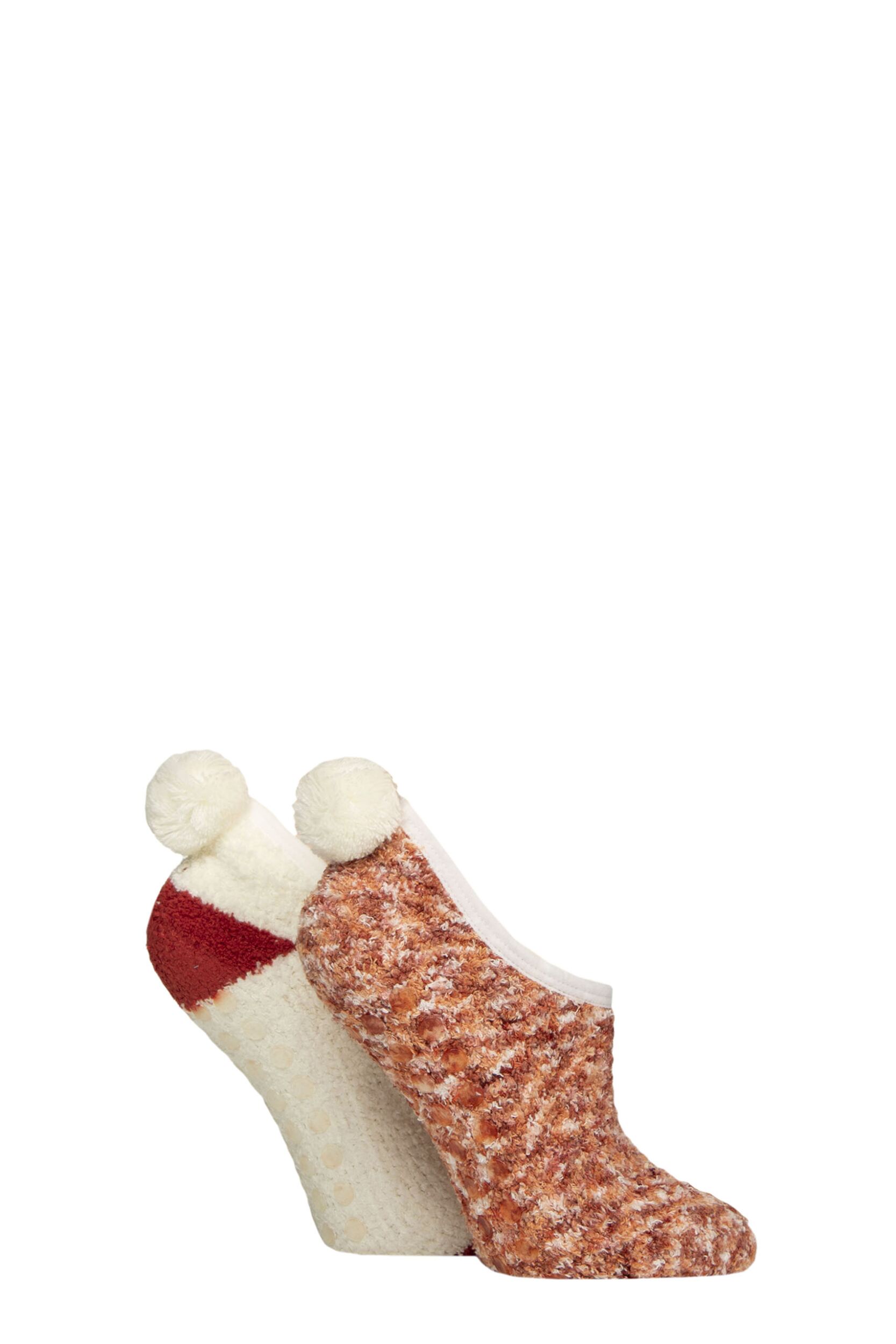 Women's 2 Pair SOCKSHOP Pom Pom Mary Jane Socks Honey Glaze 4-8