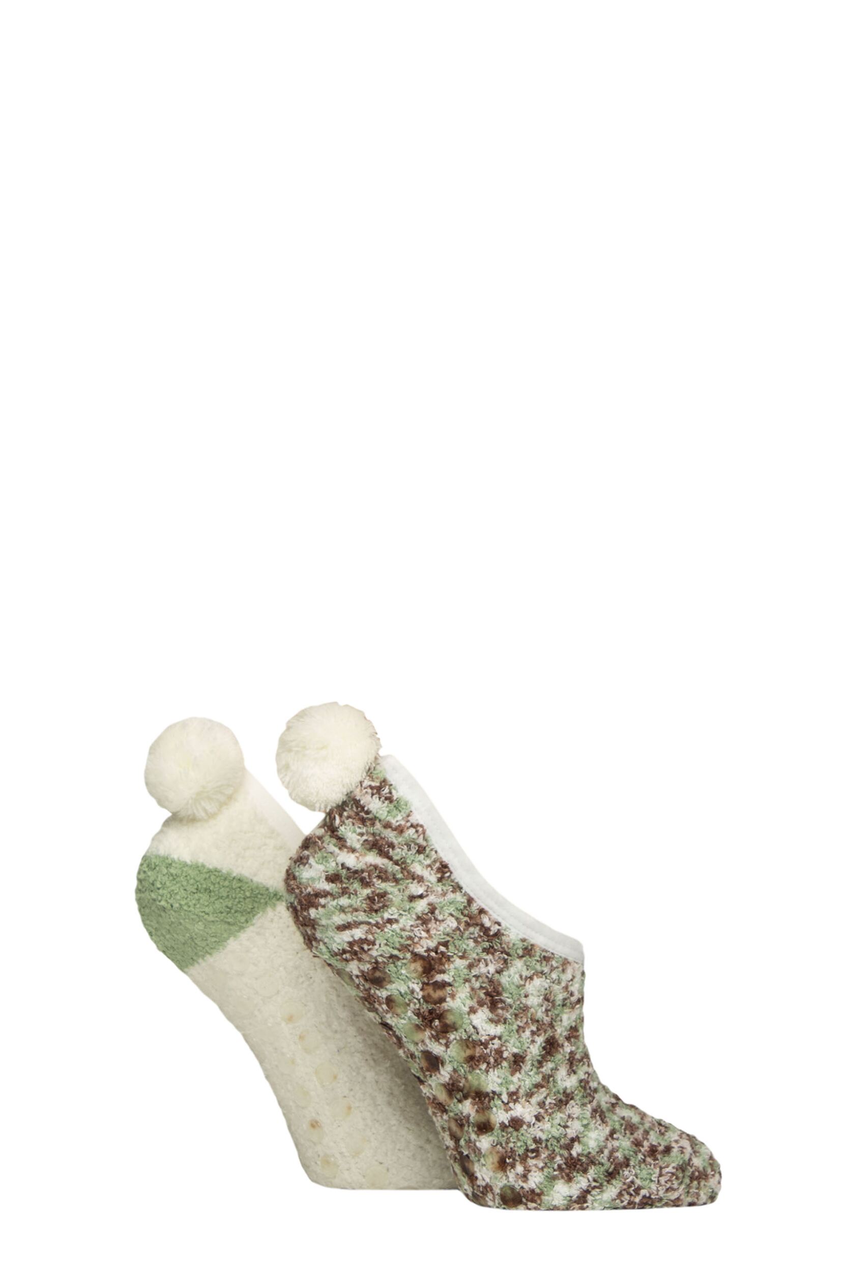 Women's 2 Pair SOCKSHOP Pom Pom Mary Jane Socks Wild Terrain 4-8